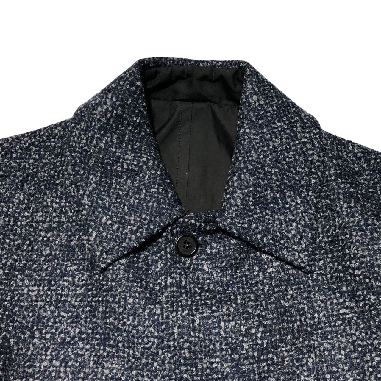 Aquascutum(アクアスキュータム) Reversible tweed wool nylon stainless steel collar coat リバーシブル ツイード ウール ナイロン ステンカラー コート 38(M程度) ネイビー×ブラック