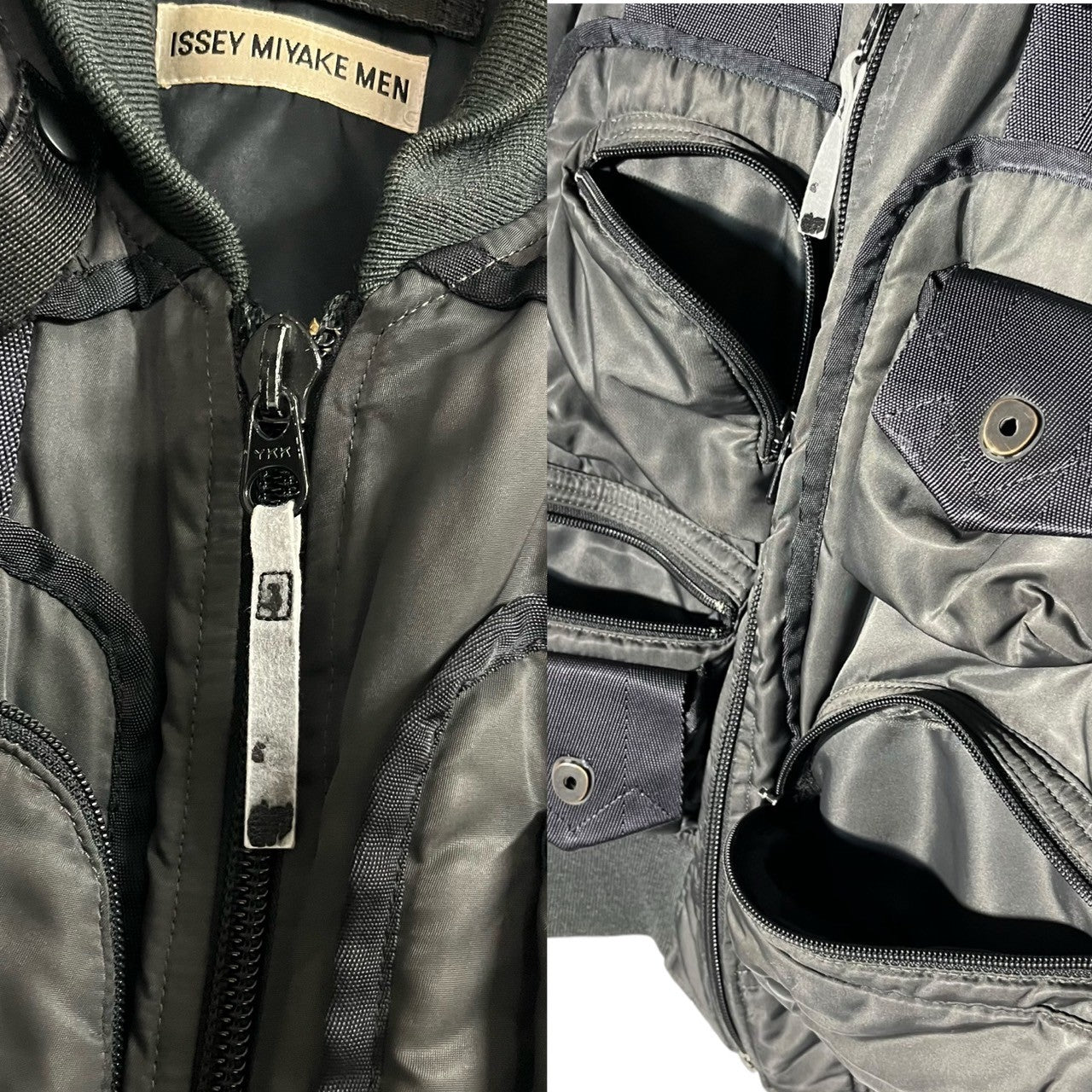 【SALE対象外】ISSEY MIYAKE MEN(イッセイミヤケメン) 96AW Archive Parachute Cargo Bomber Jacket アーカイブ パラシュート カーゴ ボンバー ジャケット ME63-FC460 M グレー×ネイビー