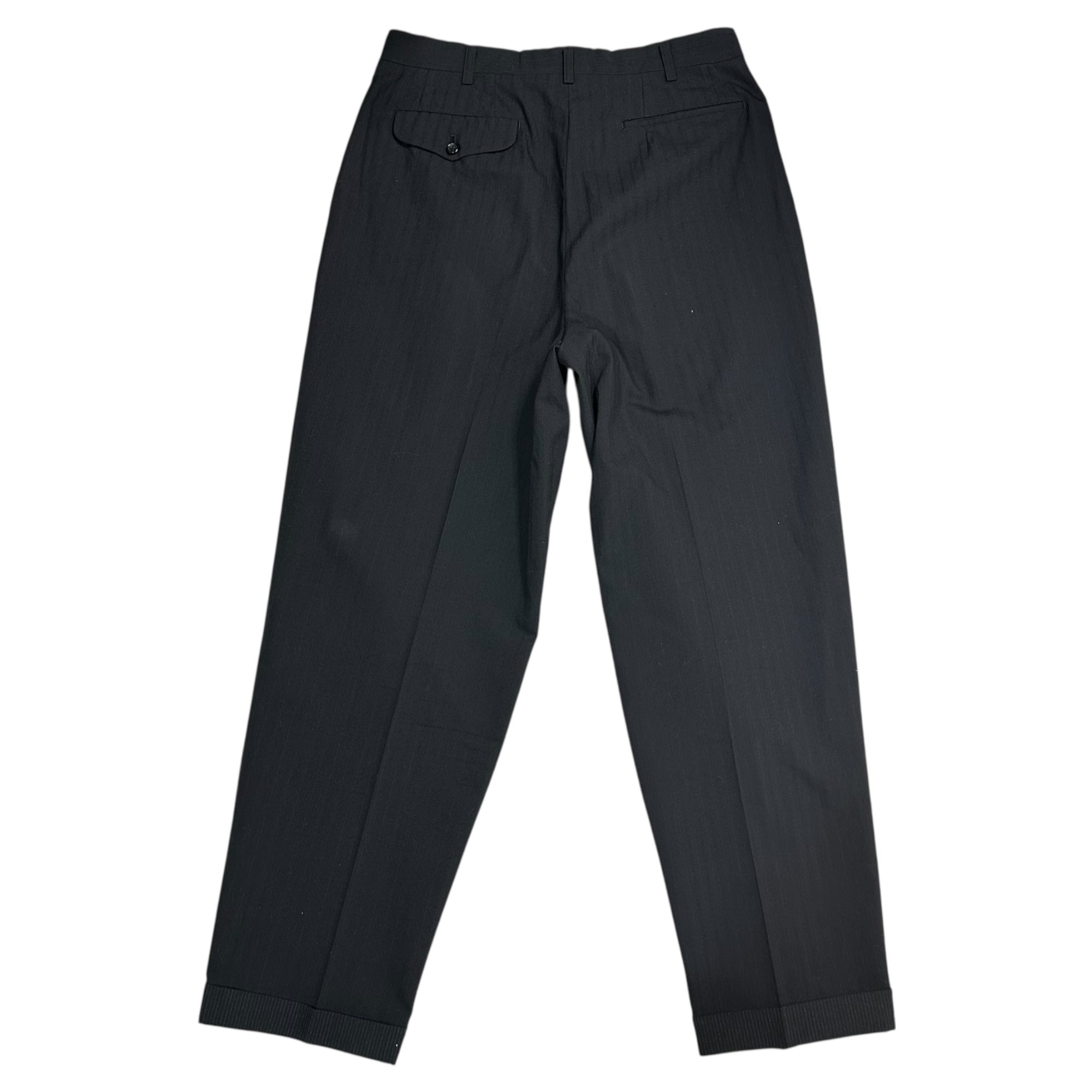 COMME des GARCONS HOMME(コムデギャルソンオム) 90AW Vintage Two-Tuck Red Striped Wide Slacks ヴィンテージ ツータック レッド ストライプ ワイド スラックス HP-11017L L ブラック AD1990 初期田中オム