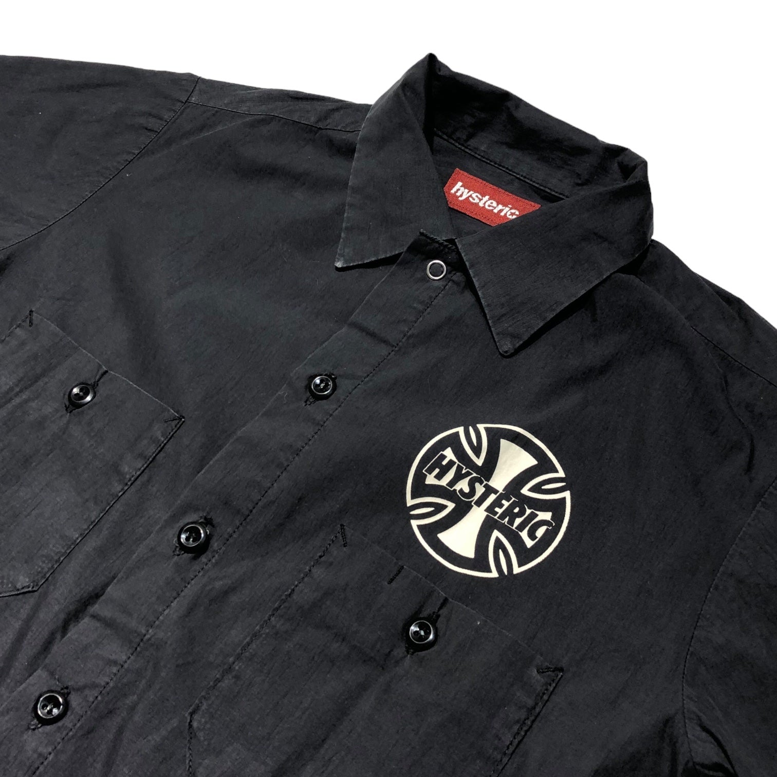 HYSTERIC GLAMOUR(ヒステリックグラマー) 00s cotton nylon graphic shirt/コットンナイロングラフィックシャツ/ヴィンテージ/稀少/初期/Y2K 2AH-9300 SIZE FREE ブラック