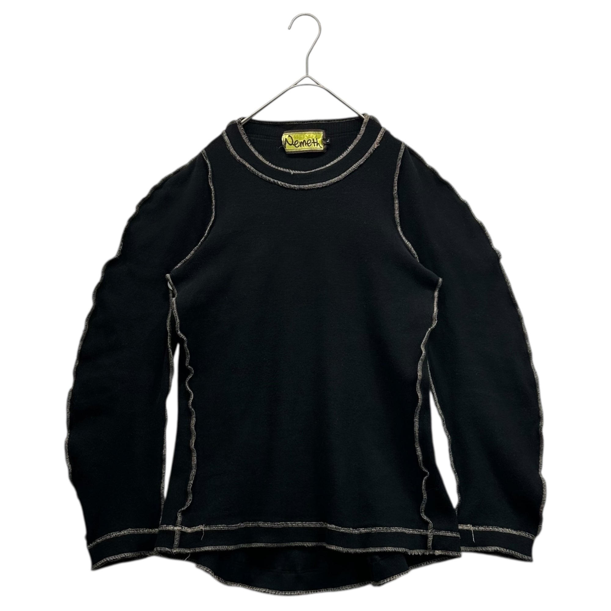 Nemeth(ネメス) Inside-Out Circle Knit Top インサイドアウト サークル ニット トップ 96B L ブラック×ベージュ コットン カットソー