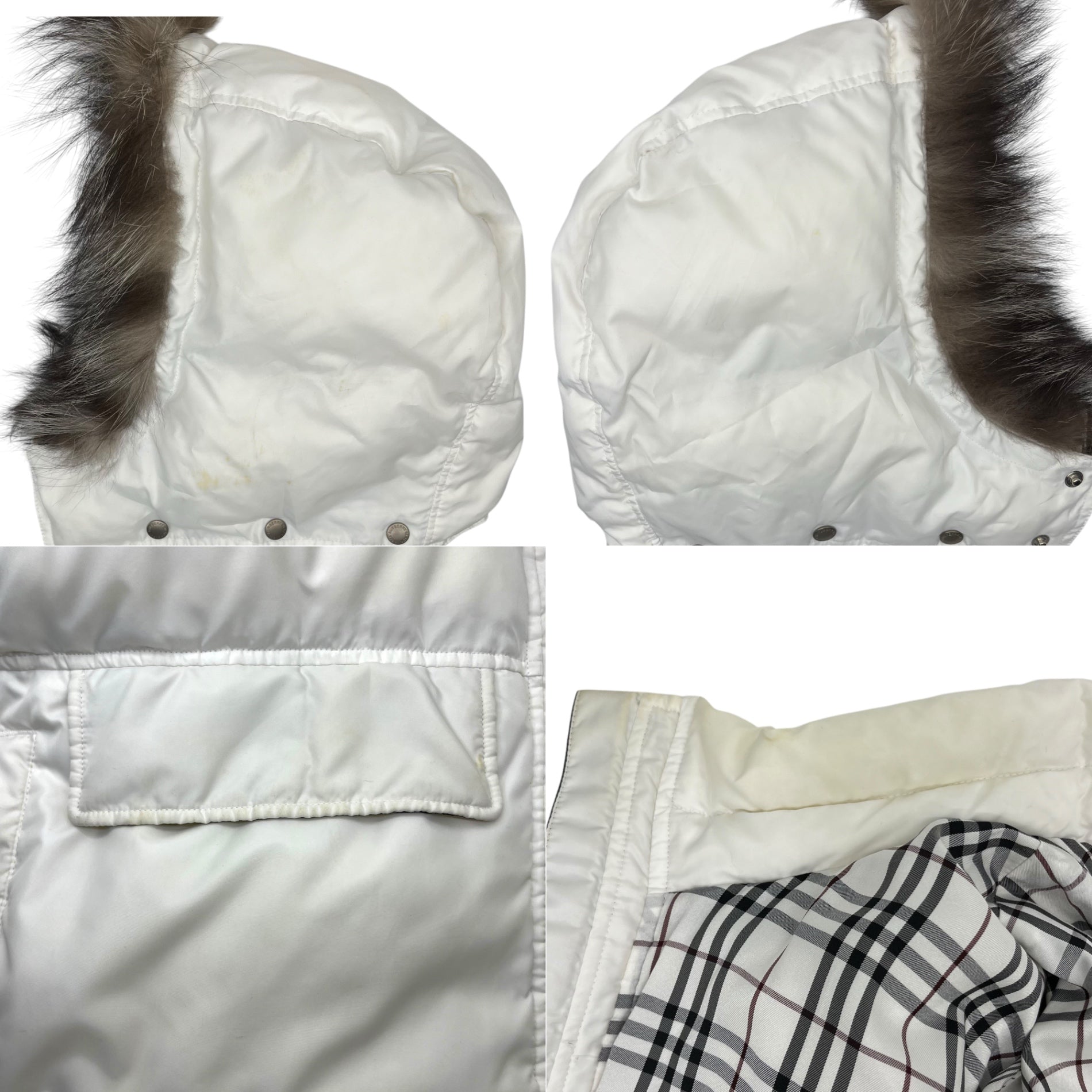 BURBERRY BLACK LABEL(バーバリーブラックレーベル) Silver fox fur down coat シルバーフォックス ファー ダウン コート BMP03-134-03 L ホワイト