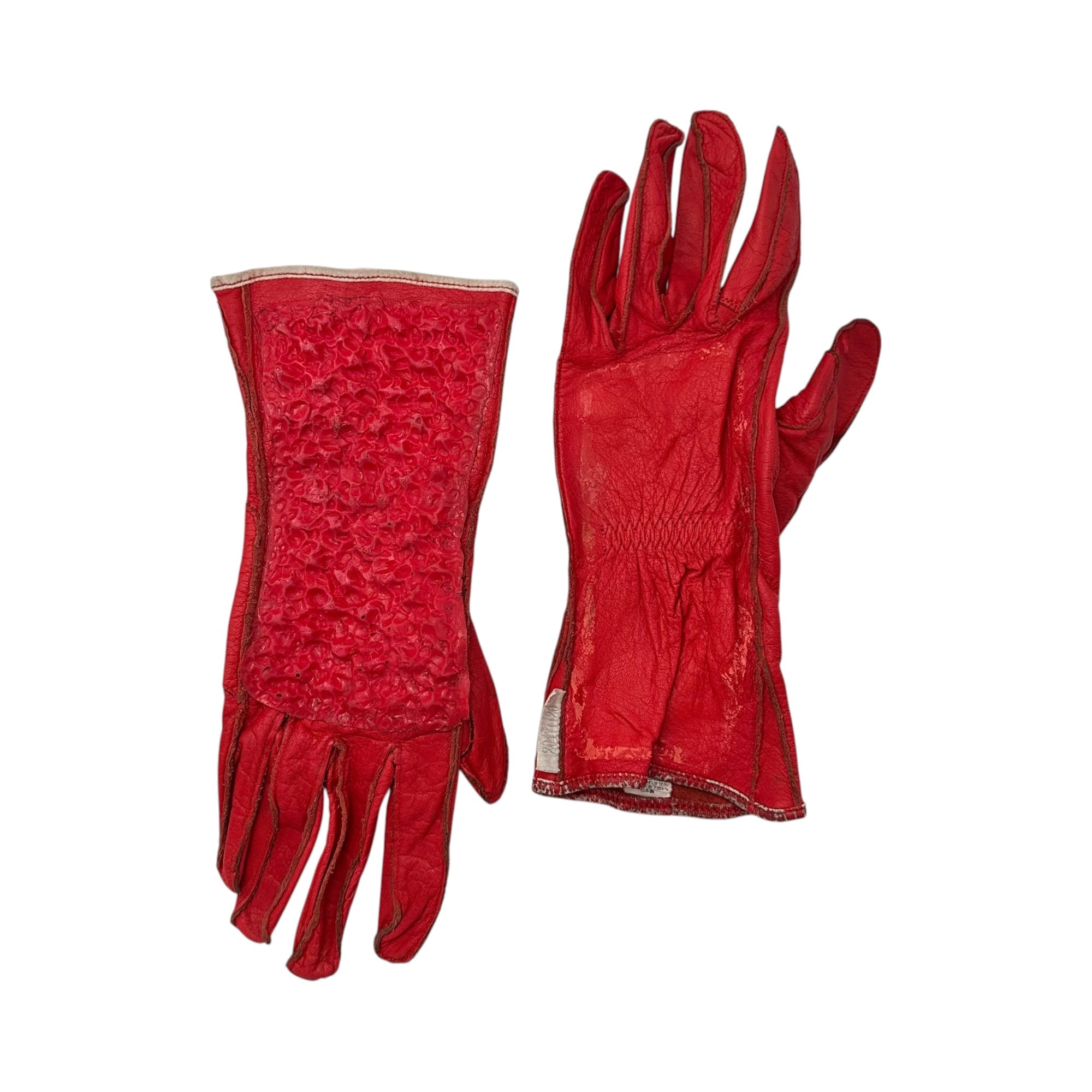 20471120(トゥーオーフォーセブンワンワントゥーオー) 97SS "IBO" Rubber Coated Leather Gloves イボ ラバー コーティング レザー グローブ レッド 90's 90年代 トライヴェンティ 手袋