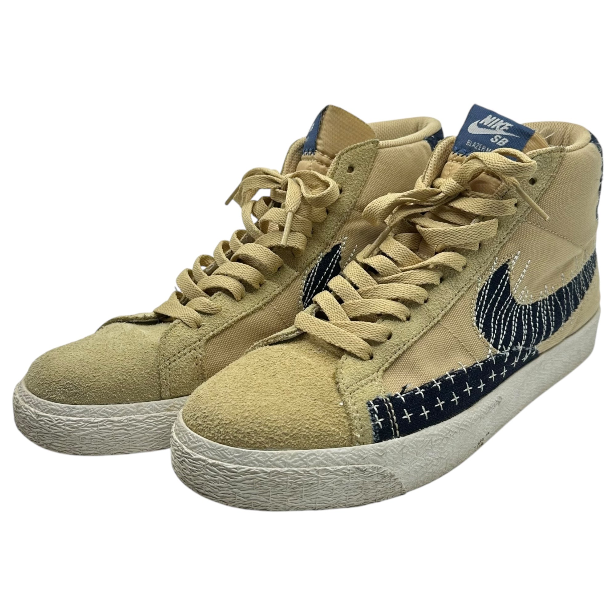 NIKE SB(ナイキエスビー) SB Zoom Blazer Mid Premium "Sashikopack/Sesami" SB ズーム ブレーザー ミッド プレミアム 刺し子 セサミ CT0715-200 26.5cm ベージュ×ネイビー ハイカット スニーカー
