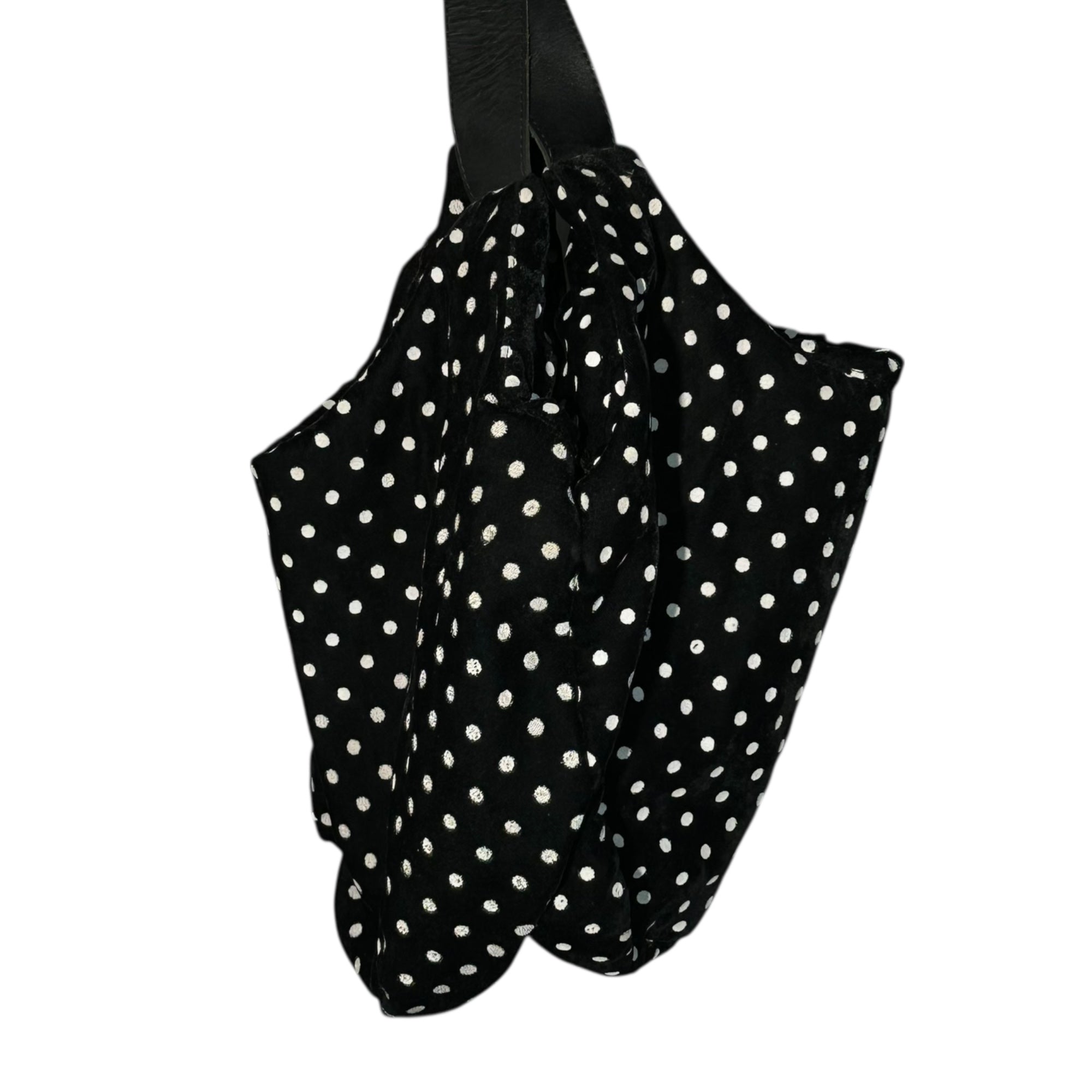 tricot COMME des GARCONS(トリココムデギャルソン) Polka Dot Velour Leather Handle Tote Bag ドット柄 ベロア レザー ハンドル トート バッグ TB-K210 ブラック×ホワイト