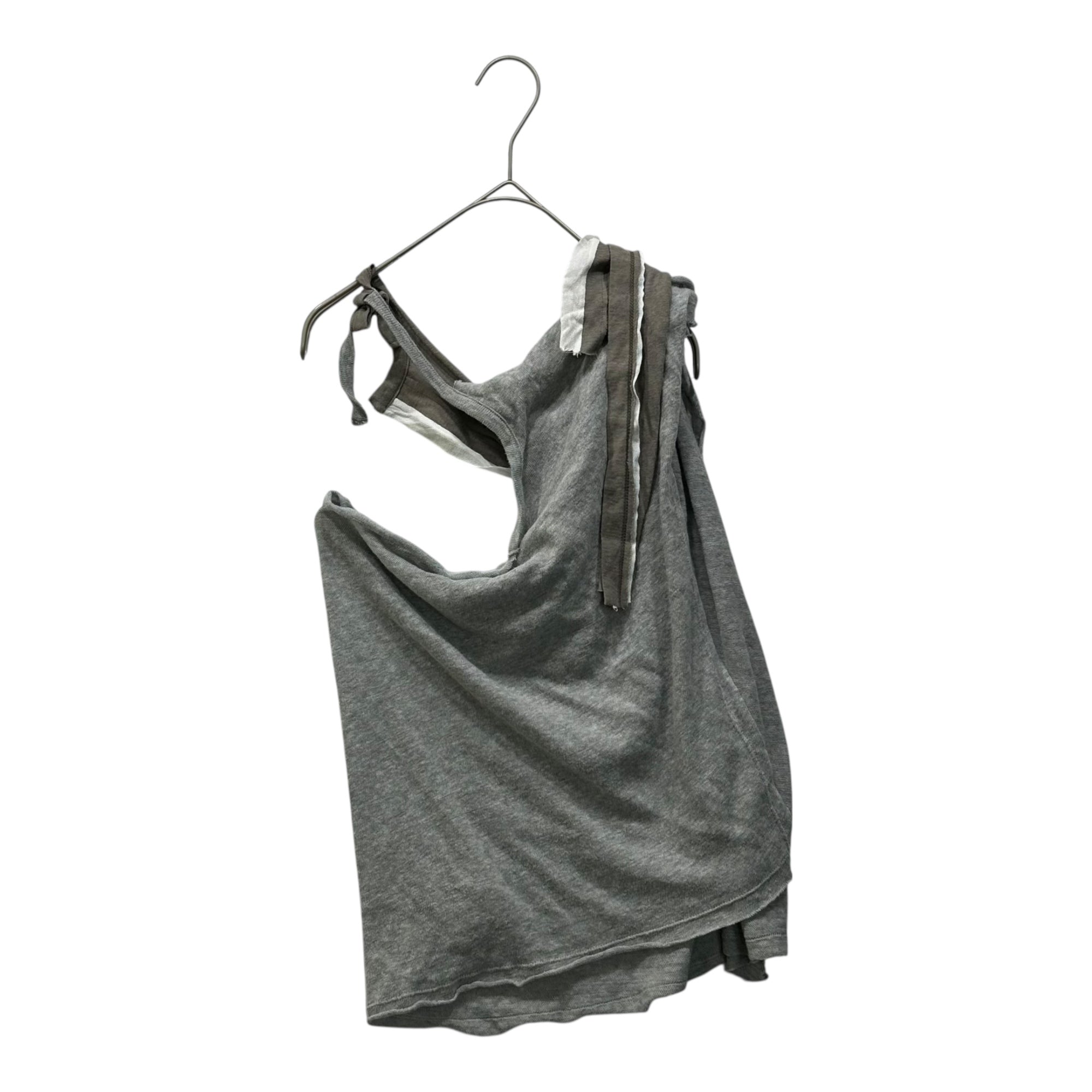 YOHJI YAMAMOTO+NOIR(ヨウジヤマモトプリュスノアール) 08SS Asymmetrical Knit Camisole アシンメトリー ニット キャミソール NM-T43-061 2 グレー×ベージュ タンクトップ