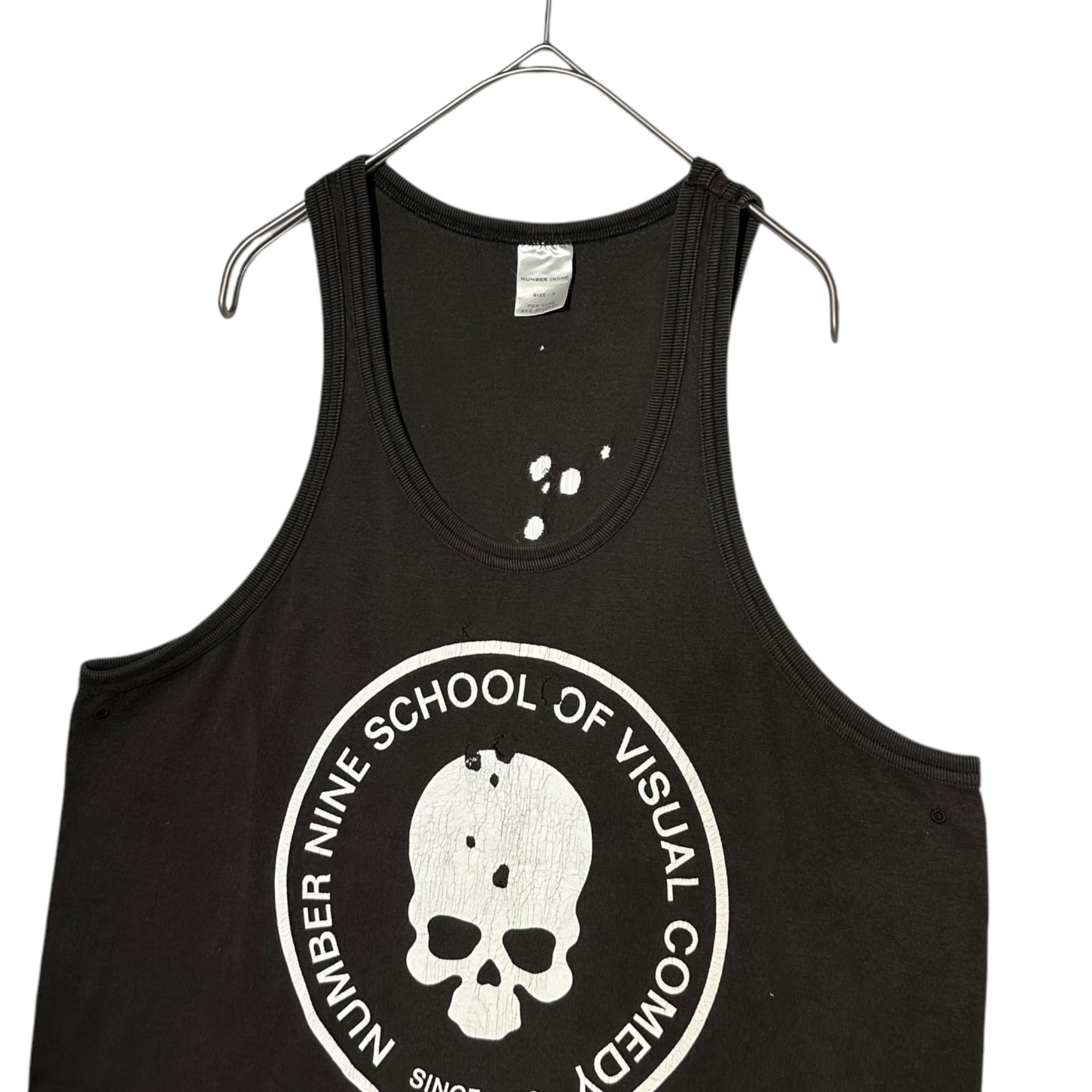 NUMBER (N)INE(ナンバーナイン) 01ss perforated skull tank top 穴あき ドクロ スカル タンクトップ 3(M) チャコールグレー アーカイヴ 稀少品