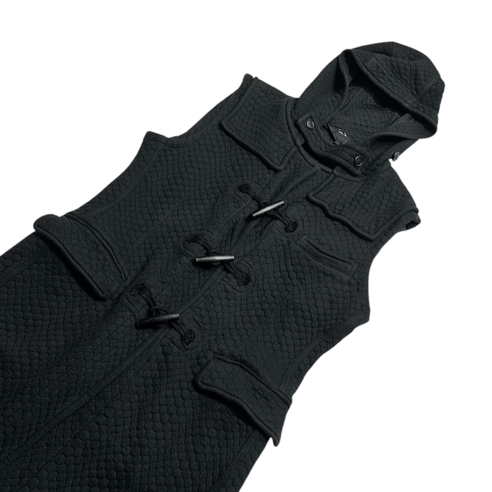 COMME des GARCONS HOMME PLUS(コムデギャルソンオムプリュス) 12SS Quilted Sweatshirt Sleeveless Duffle Coat キルティング スウェット スリーブレス ダッフルコート PL-J042 M ブラック AD2011 テイラーリングフォーパンクス Tailoring for Punks期