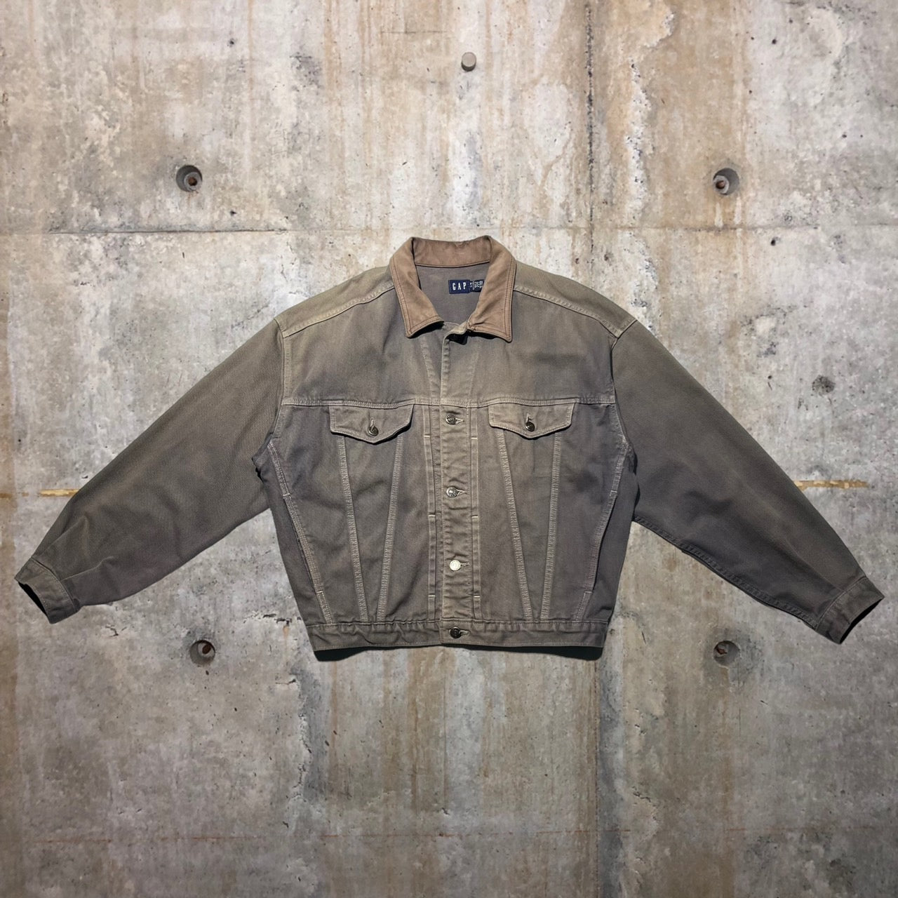 OLD GAP(オールドギャップ) 90's 襟レザートラッカージャケット S/M グレー