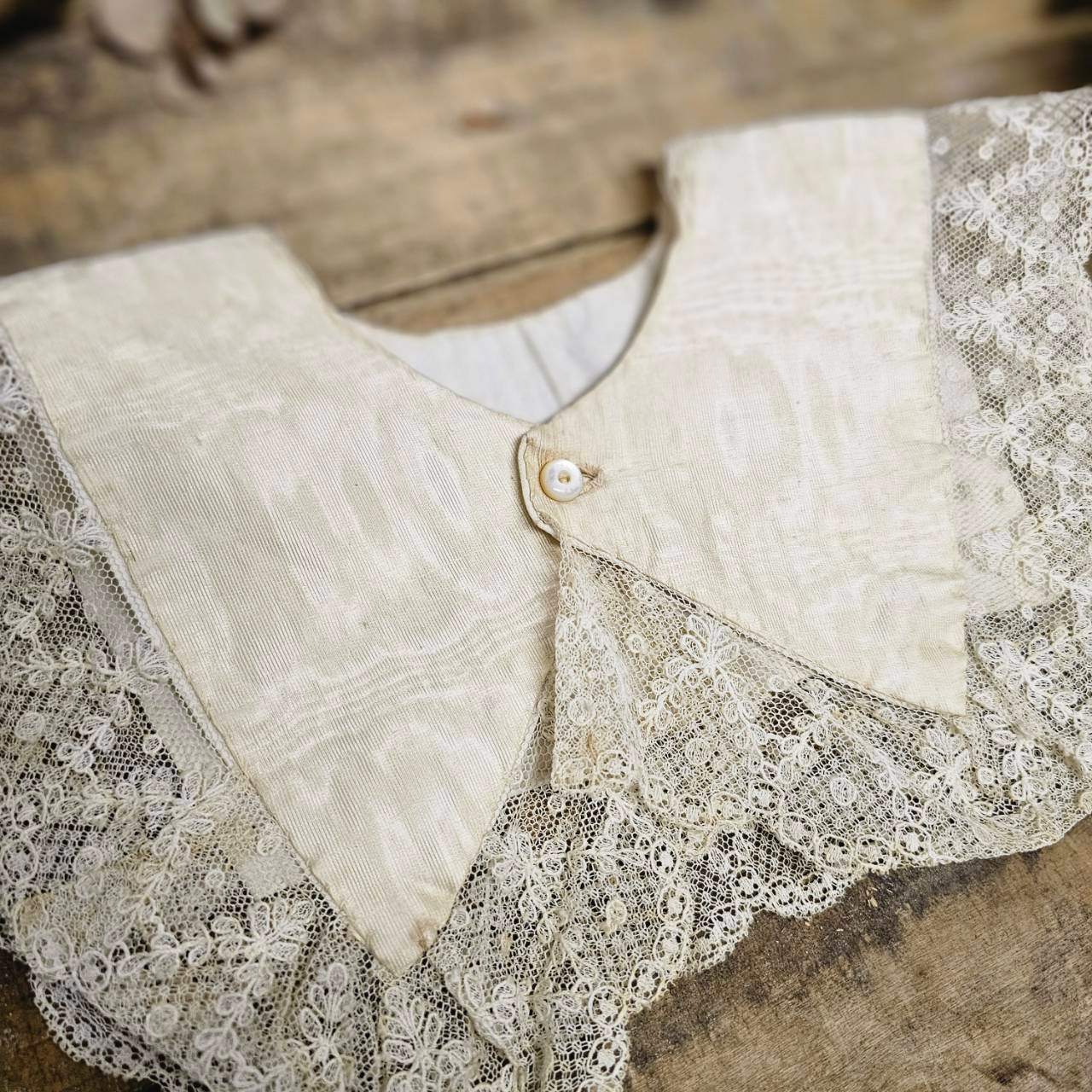 Euro antique(ヨーロッパアンティーク) 10~'s lace collar レース つけ襟 FREE ベージュ