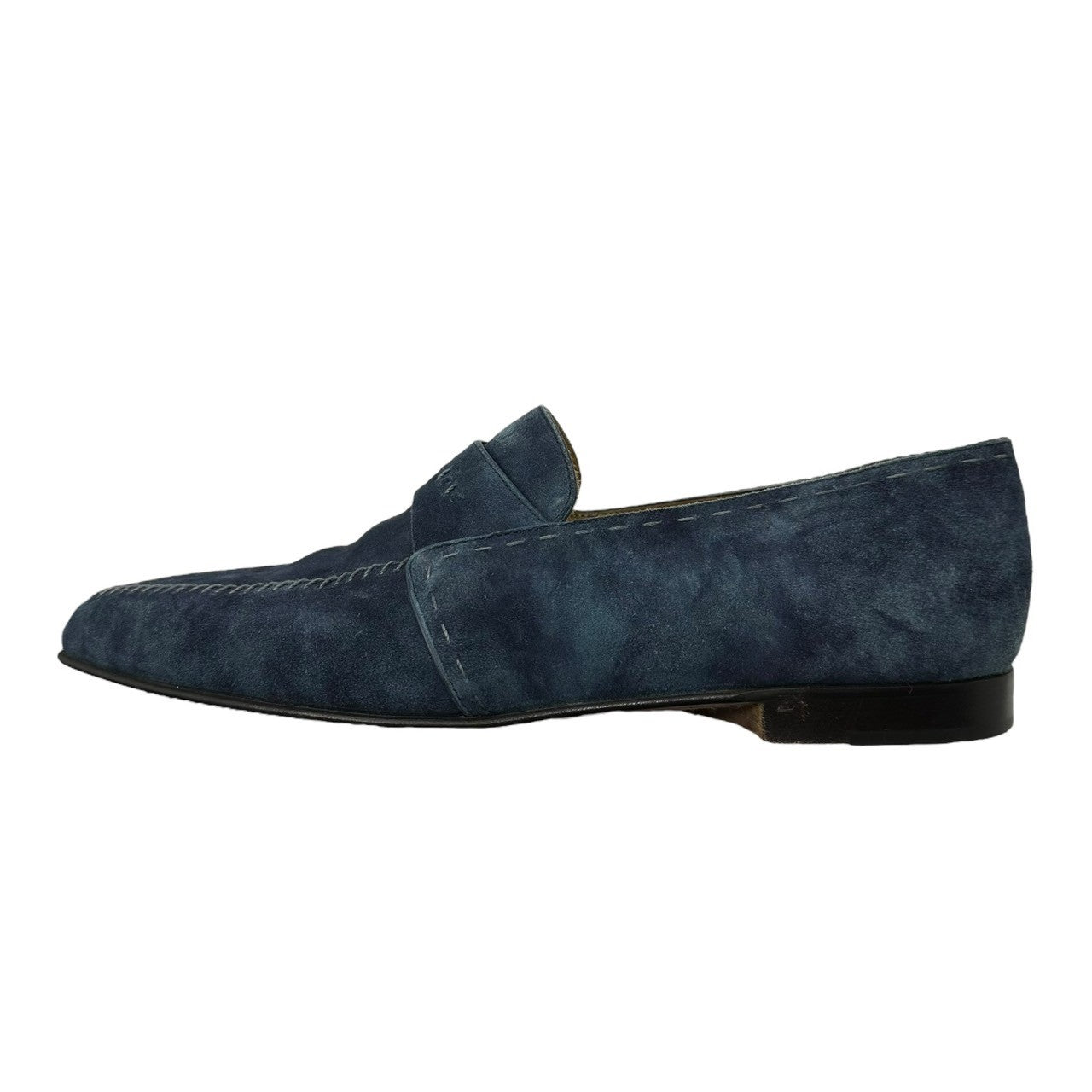 Berluti(ベルルッティ) Square Toe Stitch Blue Suede Leather Slip-On Shoes スクエアトゥ ステッチ ブルースウェード レザー スリッポン シューズ 8 1/2(27.0cm程度) ブルー 袋付属
