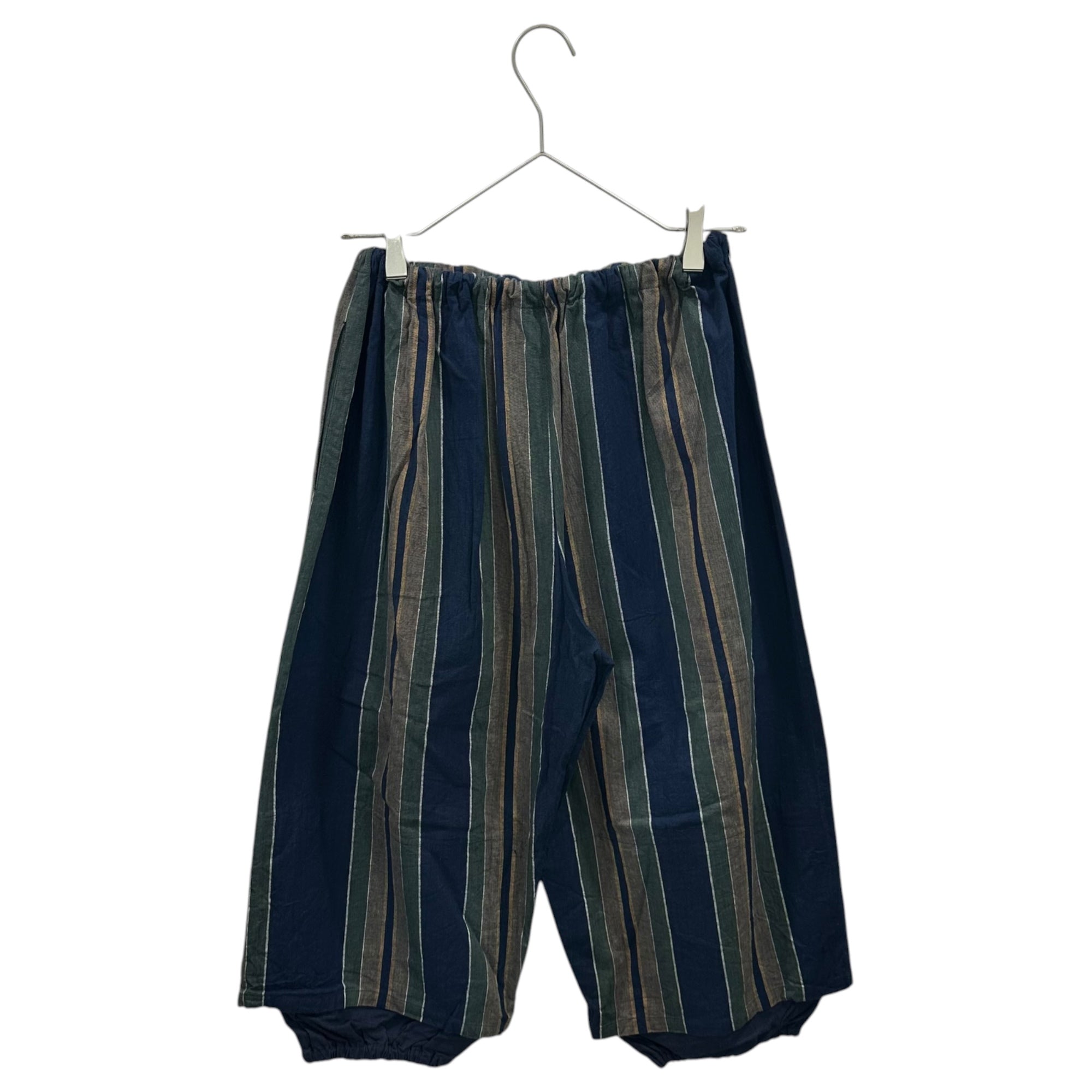 COMME des GARCONS(コムデギャルソン) 1970~80's Striped Easy Cropped Pants ストライプ イージー クロップド パンツ P-110530 FREE ブルー AD表記無 アーカイブ ヴィンテージ 稀少 男性着用可能