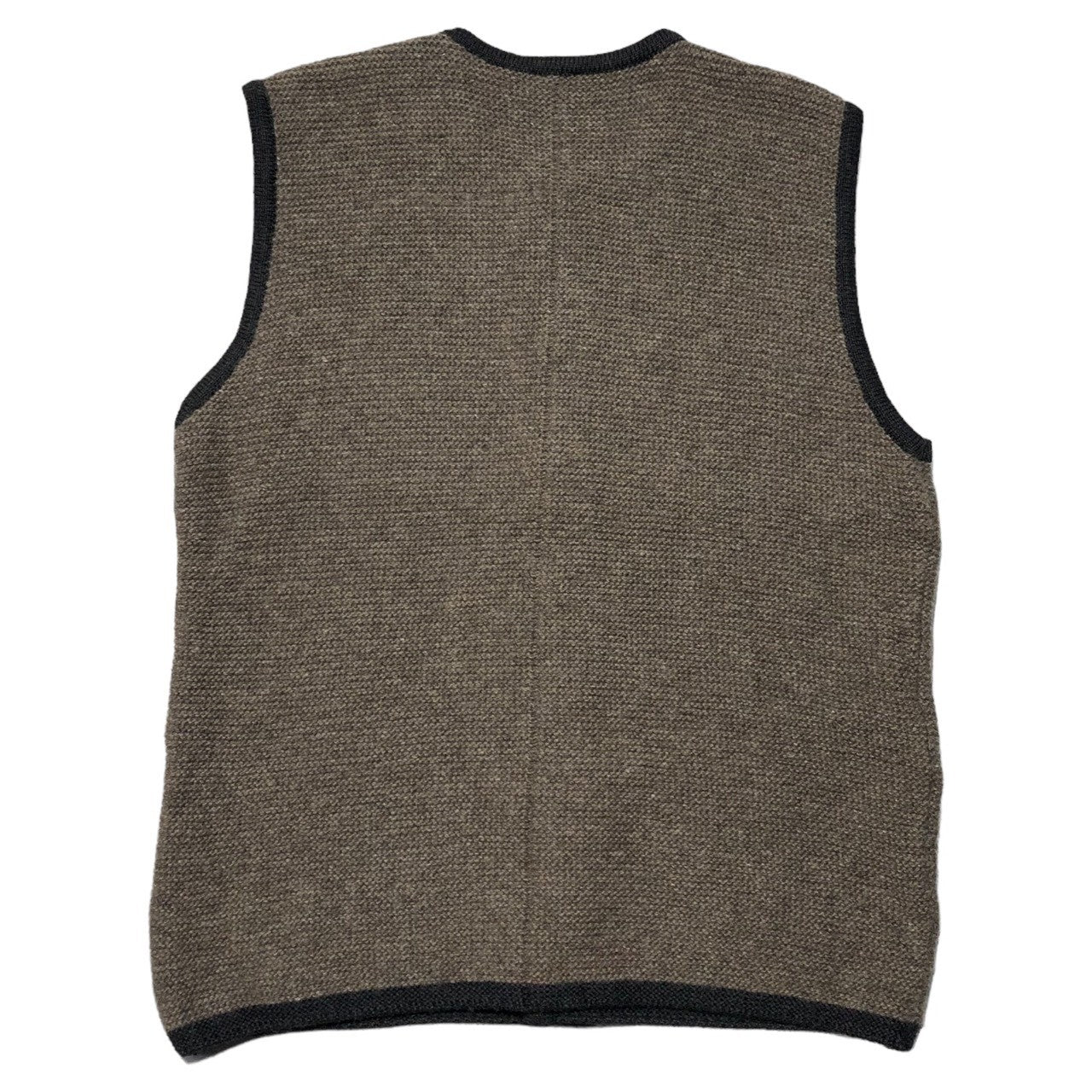 Euro vintage(ヨーロッパヴィンテージ) 80's Chiemsee Strict piping wool knit vest キムジー パイピング ウールニット ベスト 80年代 58(大き目:XL程度) ベージュ×ブラック ドイツヴィンテージ