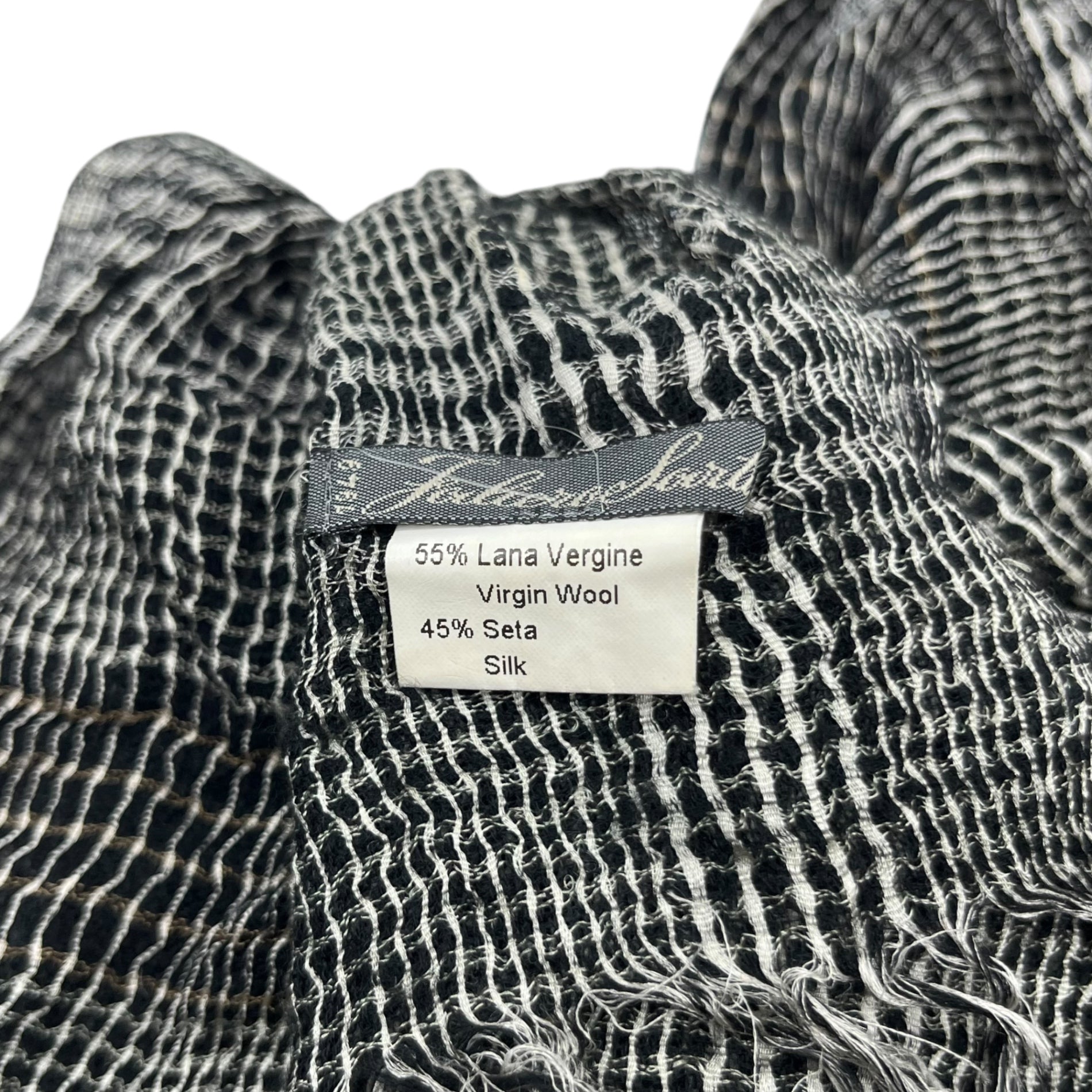 Faliero Sarti(ファリエロ・サルティ) ウールシルクグレンチェックストール ブラック×ホワイト