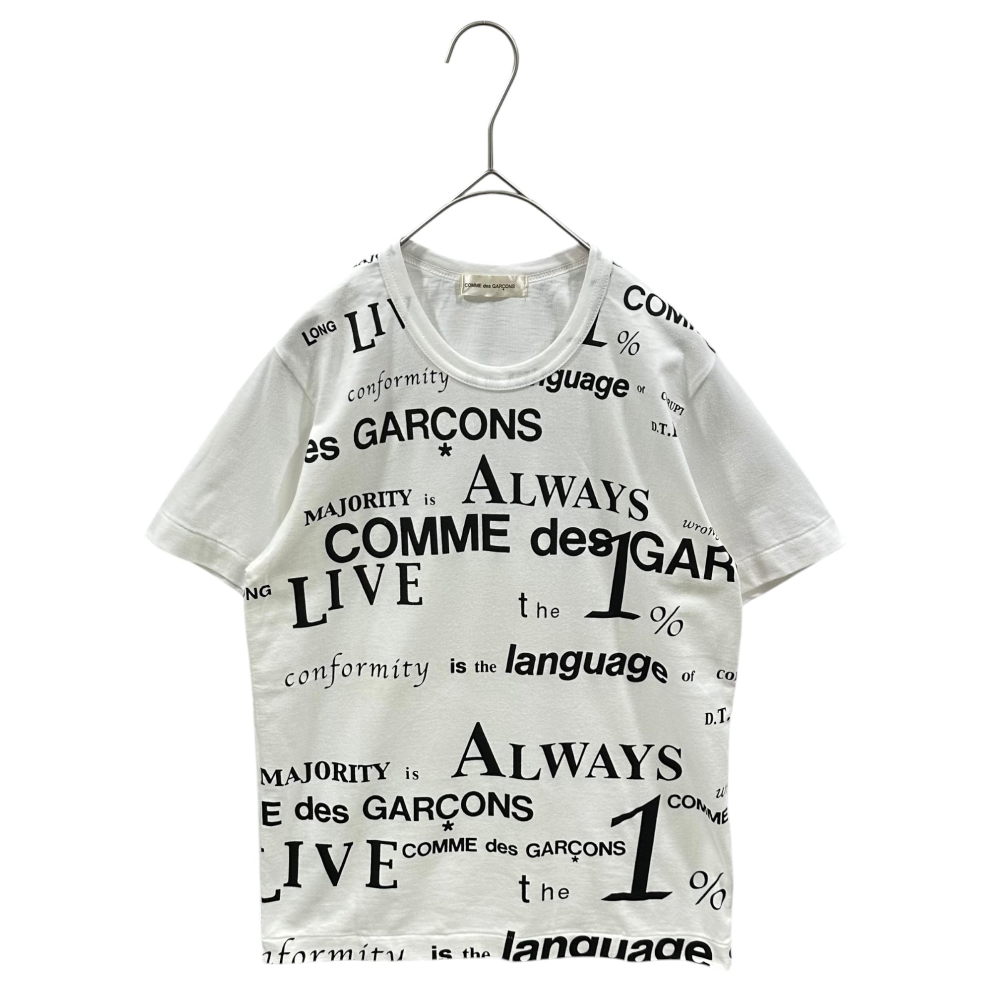 COMME des GARCONS(コムデギャルソン) Front Random Logo Print T-Shirt フロント ランダム ロゴ プリント Tシャツ ホワイト×ブラック