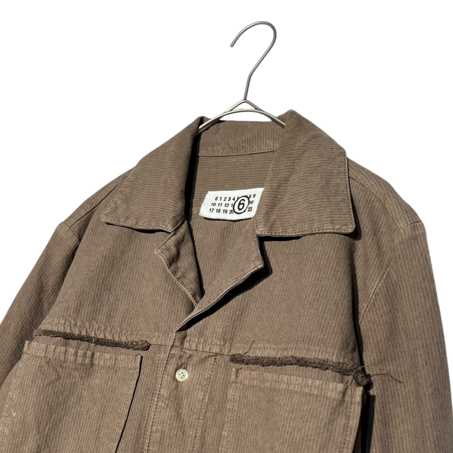Maison Martin Margiela(メゾン マルタンマルジェラ) 05AW ⑥ Archive striped french work shirt jacket アーカイブ ストライプ フレンチ ワーク シャツ ジャケット 42(L程度) ブラウン アーカイブ 本人期 00s MM6 ここのえ