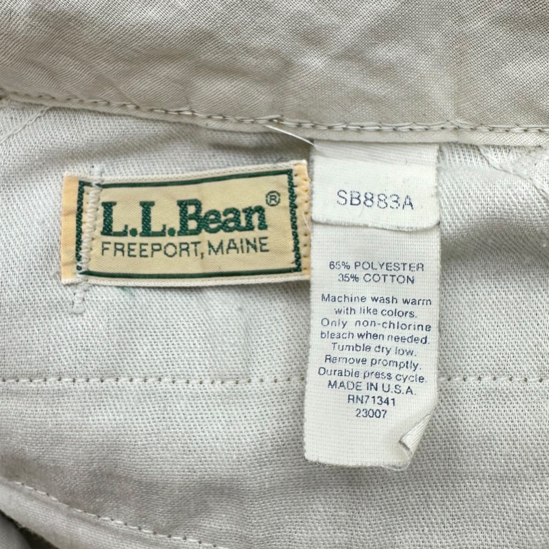 L.L.BEAN(エルエルビーン) 70's~80's USA made Chino Trousers チノ トラウザー SB883A 表記無(W37.5程度) ベージュ 70年代~80年代 ヴィンテージ 古着 パンツ チノパン