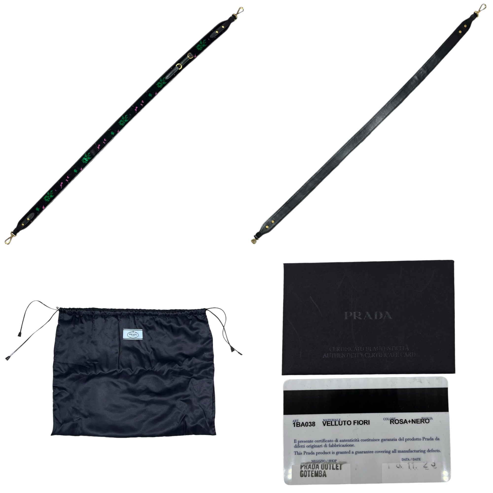 PRADA(プラダ) カナパトート ベロア 2WAY ショルダーバッグ 花柄 トートバッグ ベルベット 1BA038 ブラック×グリーン×ピンク