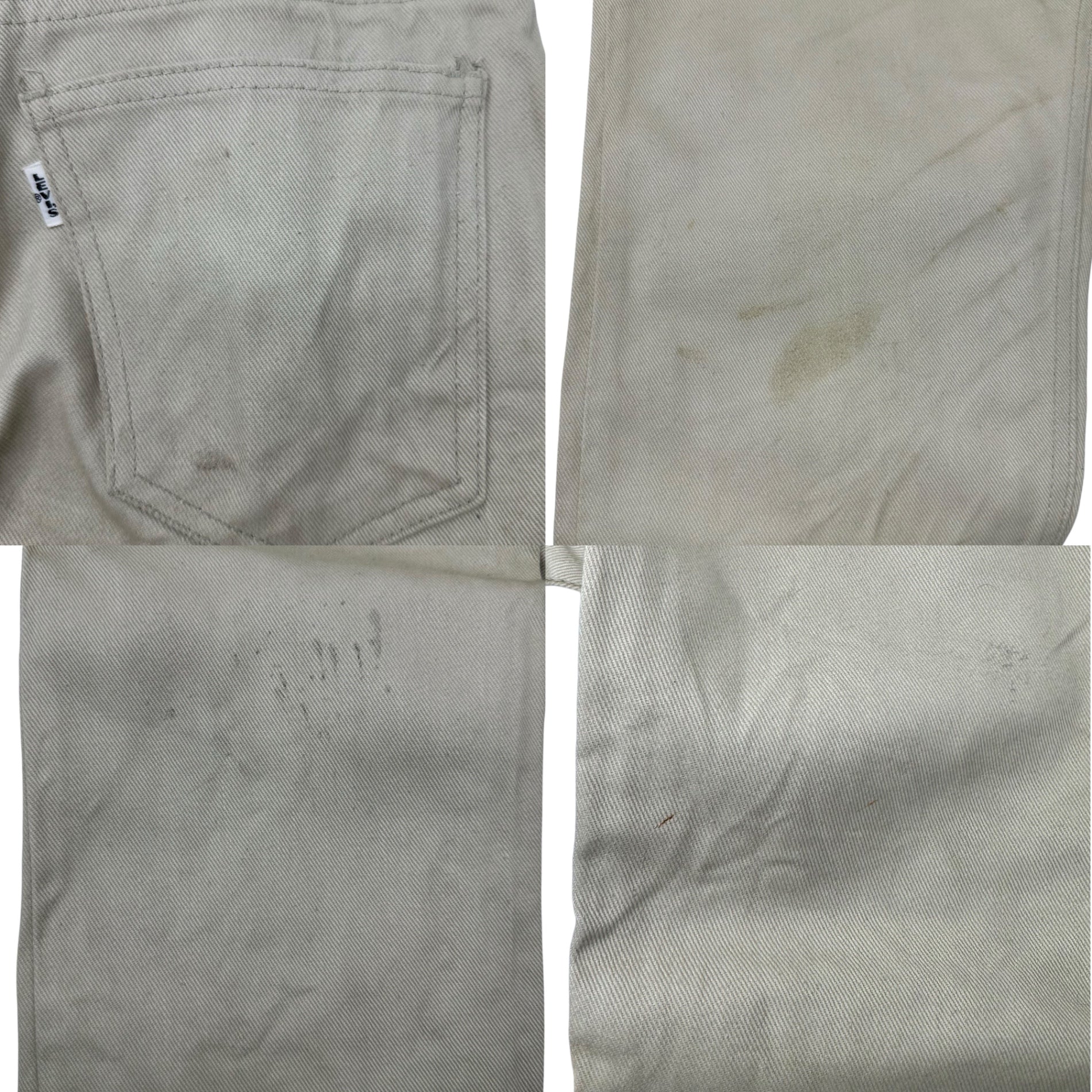 Levi's(リーバイス) 60's~70's 518 BIG E Vintage Cotton Pants ヴィンテージ カツラギ パンツ 実寸72cm(W28程度) ベージュ 裏ボタン10 42TALON 白タブ 70年代