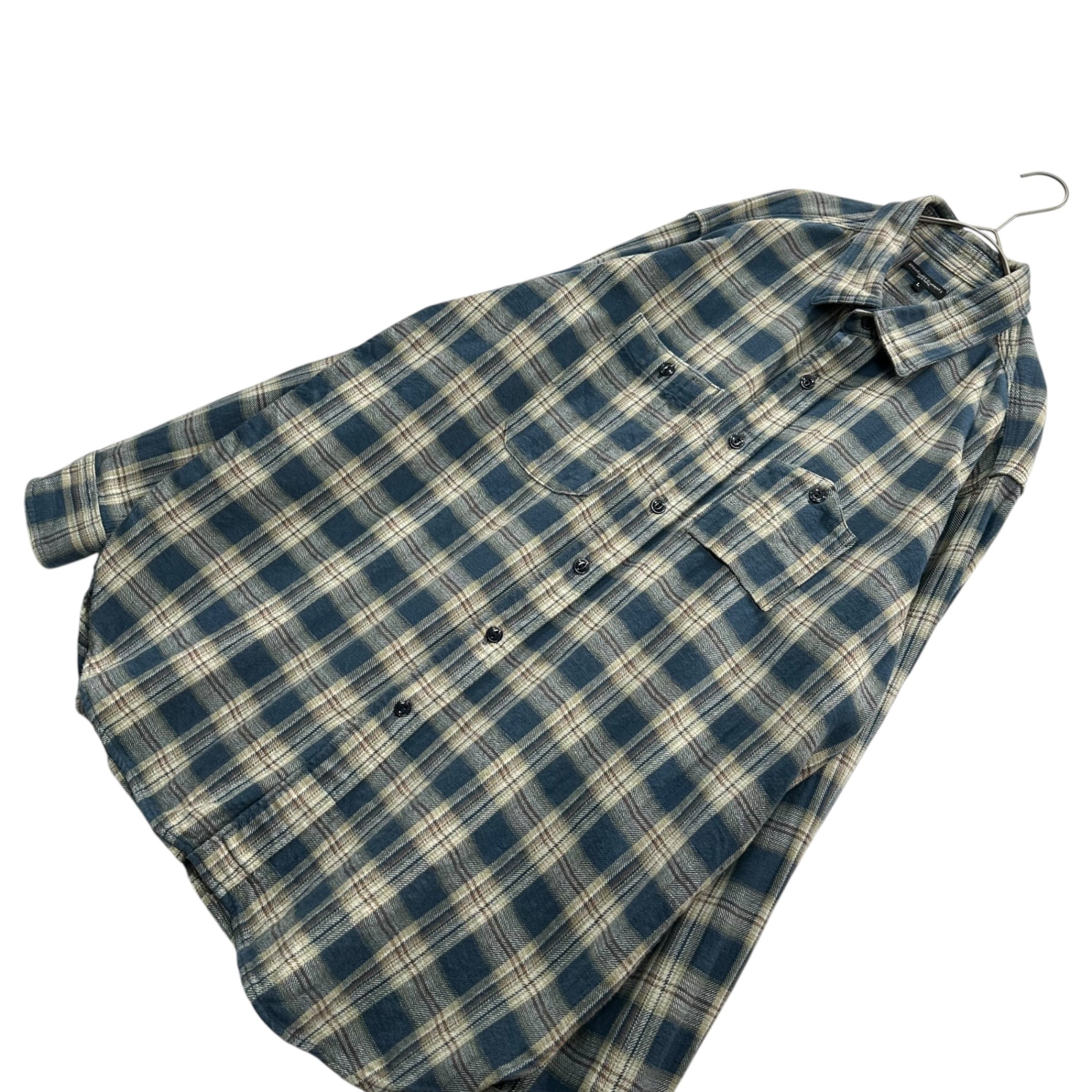 Engineered Garments(エンジニアードガーメンツ) 25AW Work Shirt - Cotton Plaid Jacquard ワーク シャツ L ブルー×ホワイト フランネル ネル 長袖 チェック