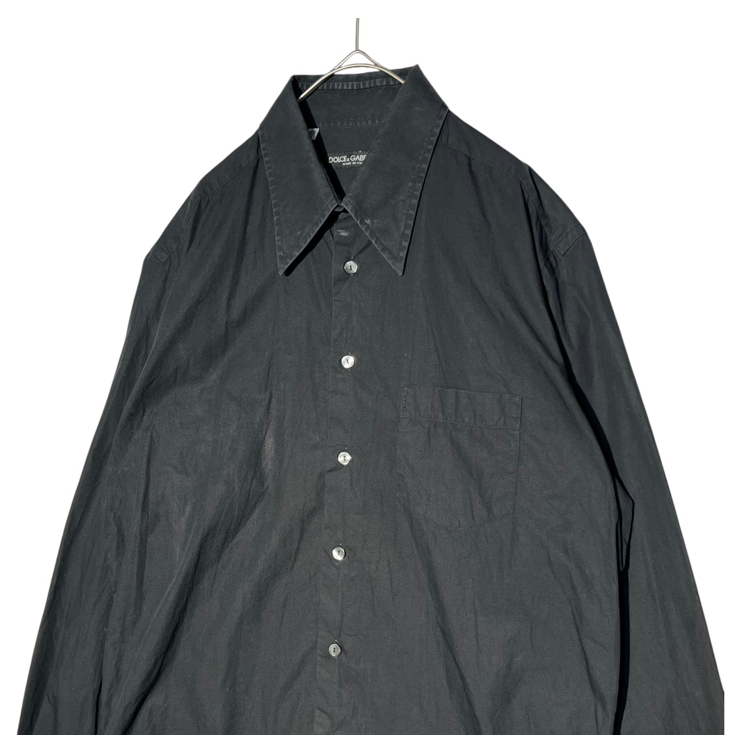 DOLCE&GABBANA(ドルチェ&ガッバーナドルガバ) 長袖 シャツ 15 1/2 40(L程度) ベージュ 00's Big color L/S shirt ビックカラー 長袖 シャツ 15 1/2 40(L程度) ブラック
