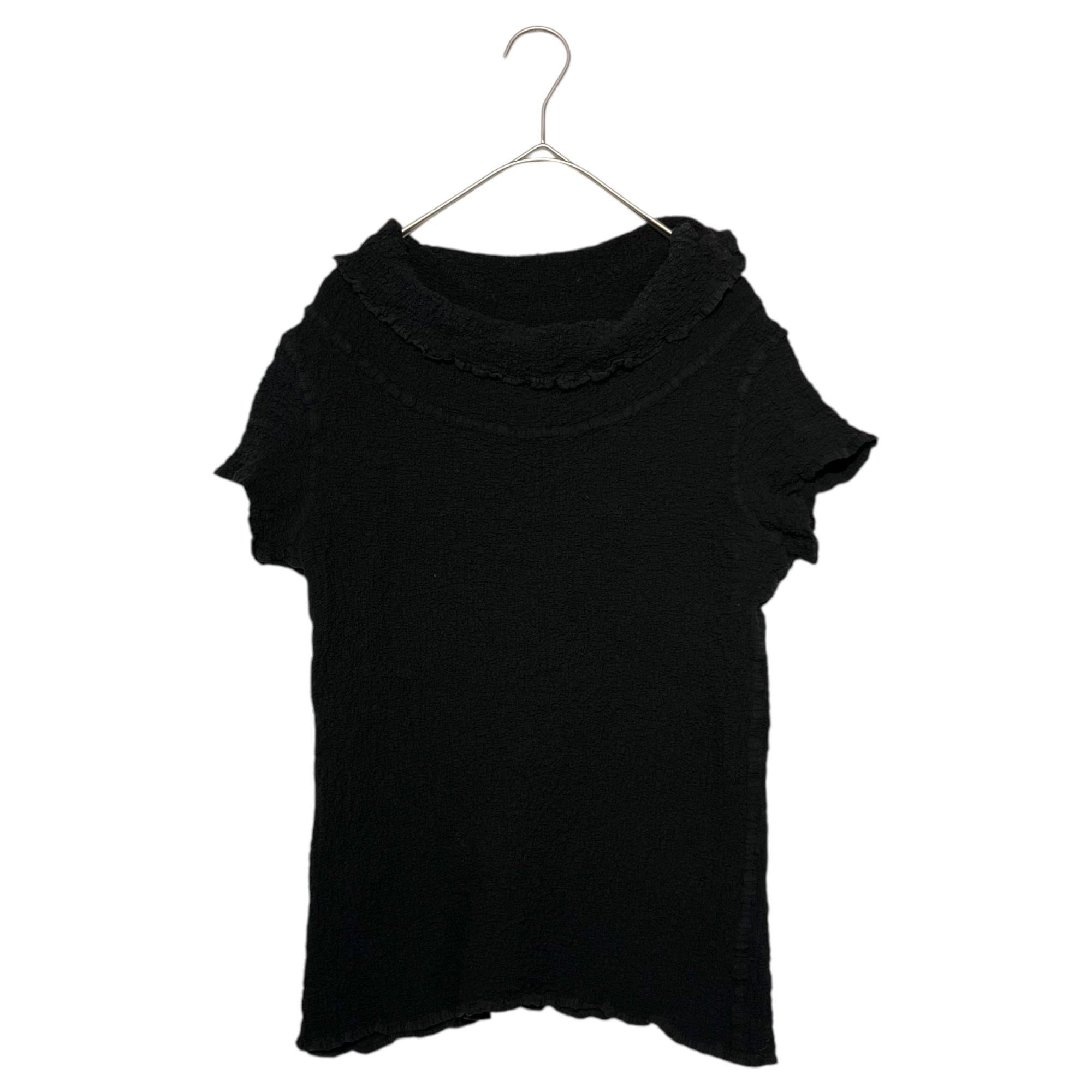 me ISSEY MIYAKE(ミーイッセイミヤケ) Wrinkled high neck short sleeve cut and sew knit シワ加工 ハイネック 半袖 カットソー ニット プリーツ MI34FM007 FREE ブラック