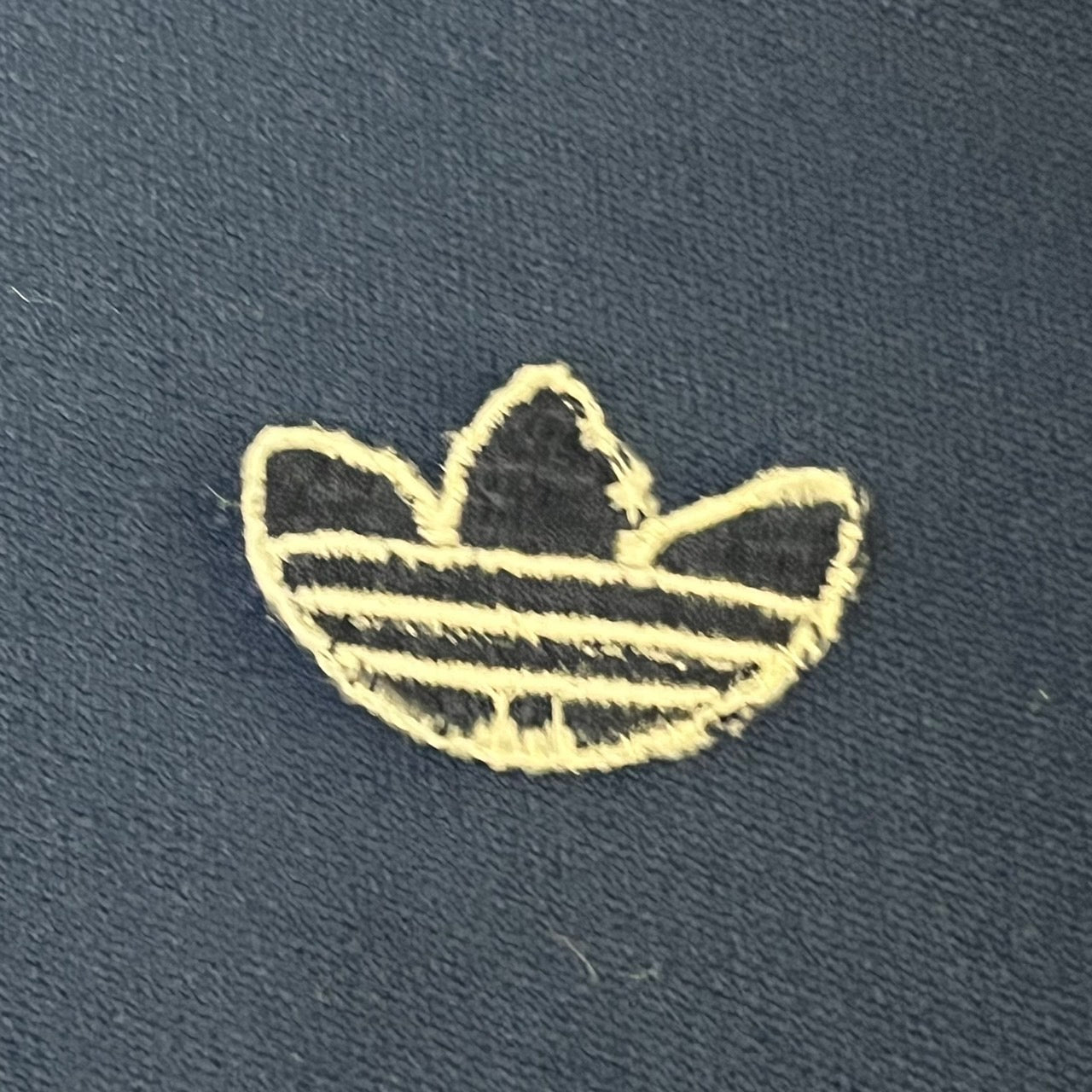 adidas(アディダス) 70-80's Vintage Track jacket/ヴィンテージトラックジャケット/スリーストライプ 表記無し(XLサイズ程度) ネイビー×ホワイト ワッペントレフォイル ロゴ/三角タグ