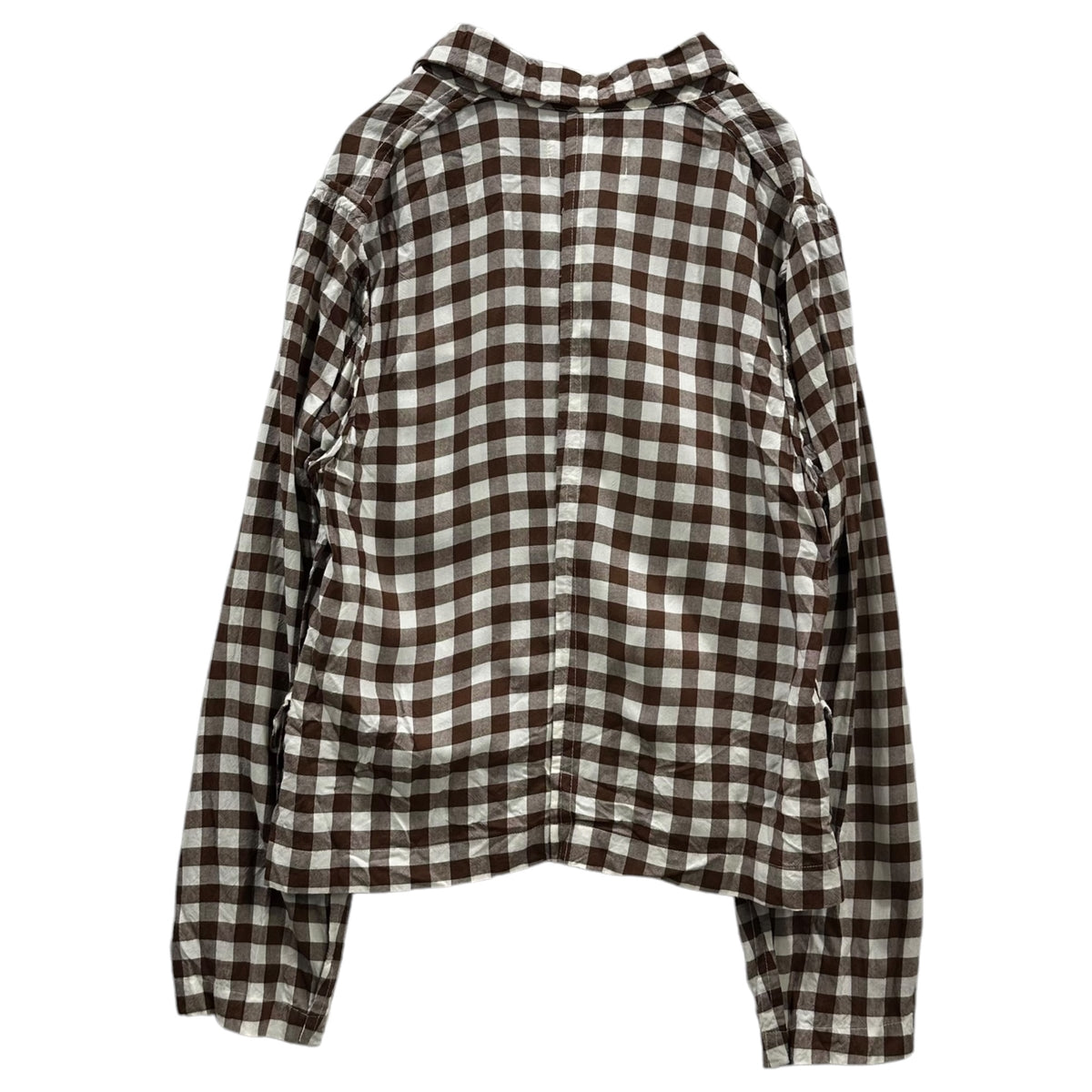 robe de chambre COMME des GARCONS(ローブドシャンブルコムデギャルソン) 1999SS Gingham-Check Rayon Shirt Jacket ギンガム チェック レーヨン シャツ ジャケット RJ-100220 FREE ブラウン×ホワイト AD1998 90s アーカイブ
