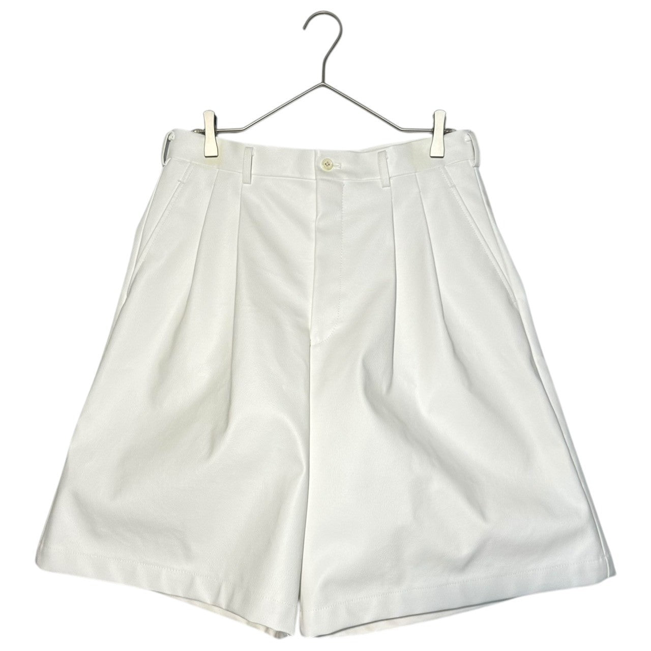 COMME des GARCONS HOMME PLUS(コムデギャルソンオムプリュス) 18AW White shock期 Faux leather wide shorts フェイクレザー ワイド ハーフパンツ PB-P047 M ホワイト AD2018