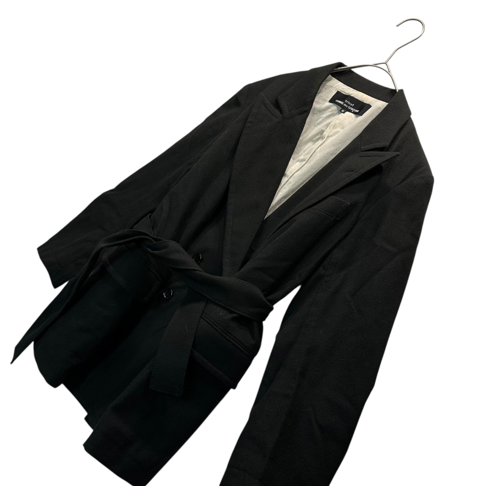 tricot COMME des GARCONS(トリココムデギャルソン) 21AW Belted Peaked Lapel Jacket ベルテッド ピークド ラペル ジャケット TH-J011 S ブラック AD2021