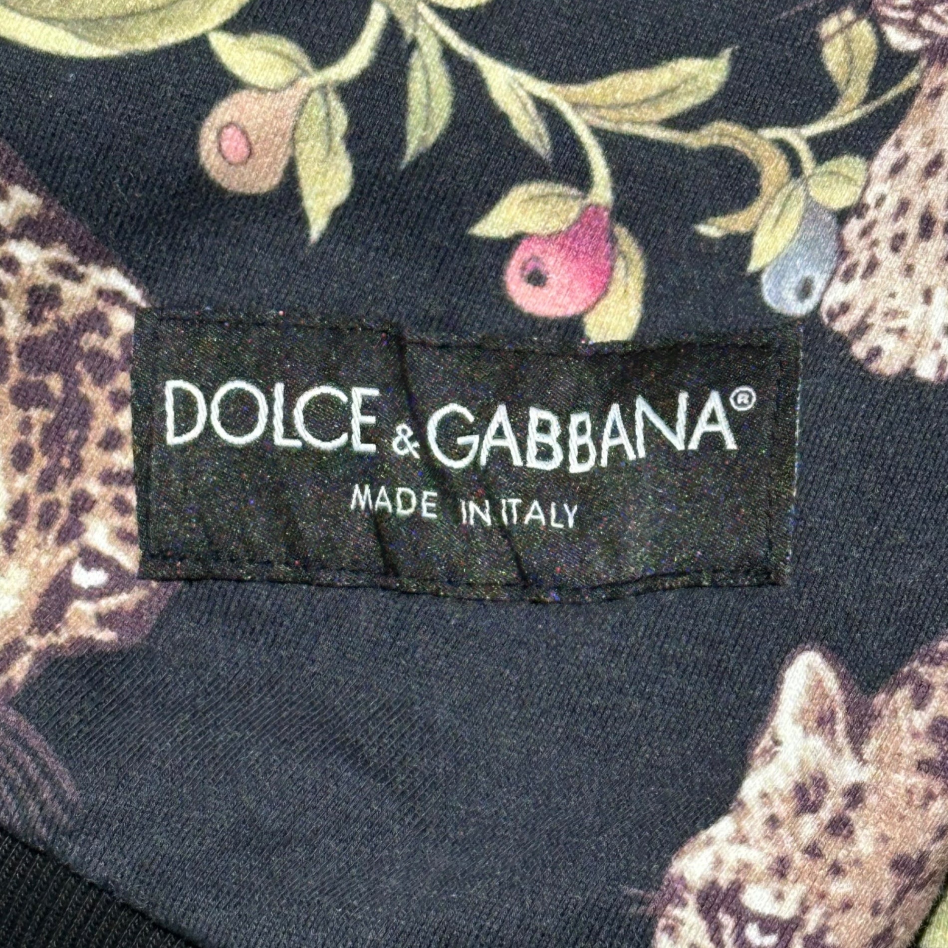 DOLCE&GABBANA(ドルチェ&ガッバーナドルガバ) Botancial & Panther Print Pullover Hoodie ボタニカル & パンサー プリント プルオーバー パーカー G8U43Z G7GM2 L ブラック