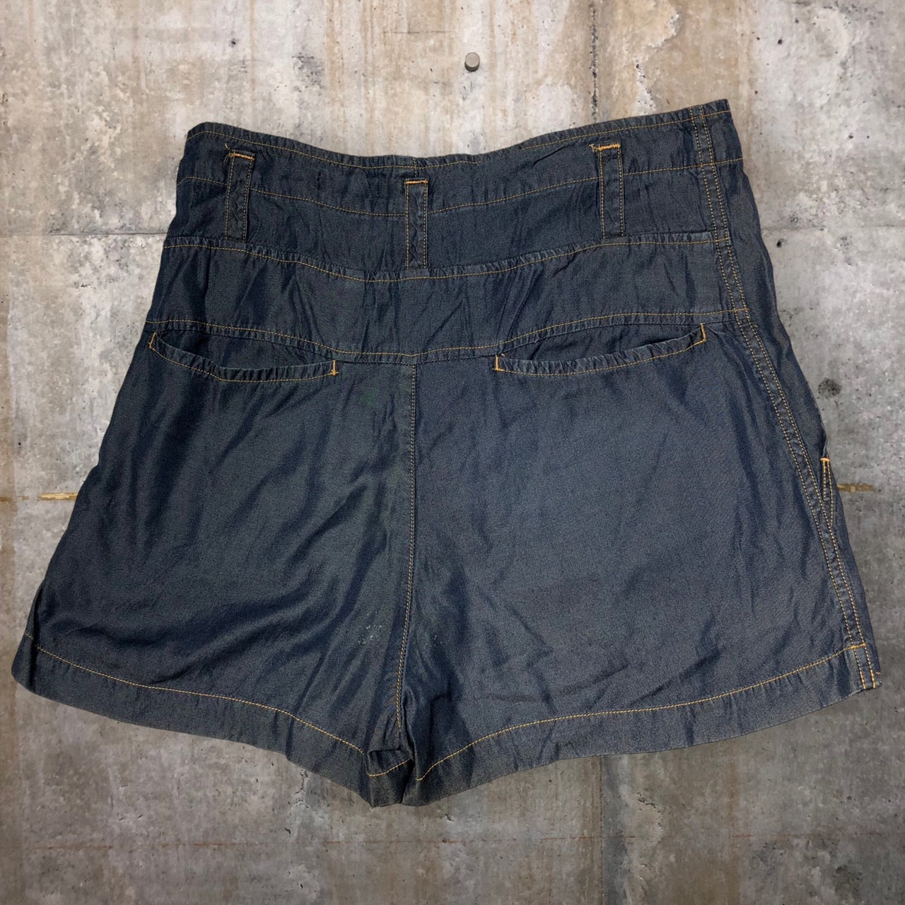 i.s. ISSEY MIYAKE(アイエス イッセイミヤケ) 90's cupra denim short pants/キュプラデニムショートパンツ IS33-FF015 M ネイビー