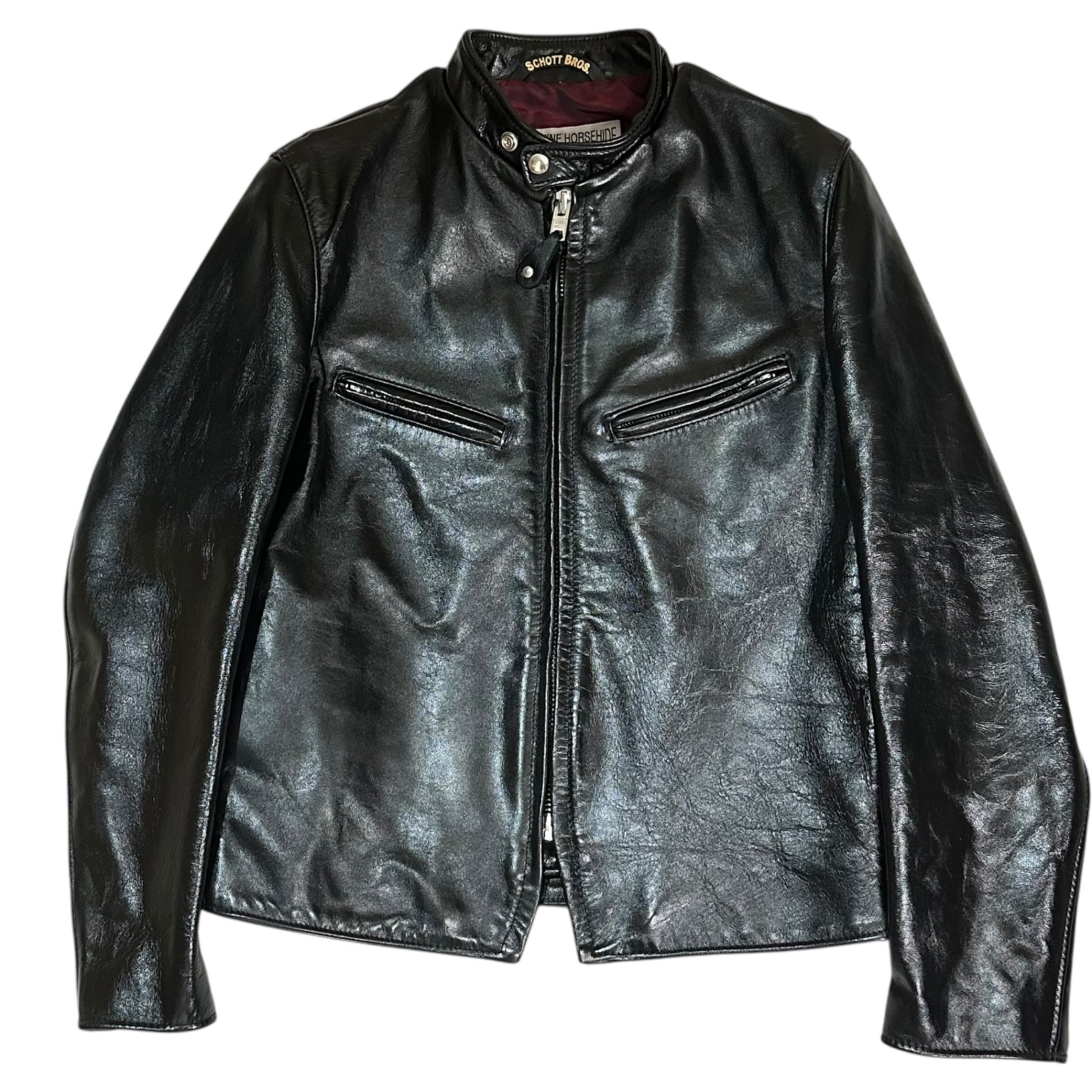 SCHOTT(ショット) Horsehide Cafe Racer Riders Jacket ホースハイド カフェレーサー ライダース ジャケット 馬革 641XXH 38(S~M程度) ブラック