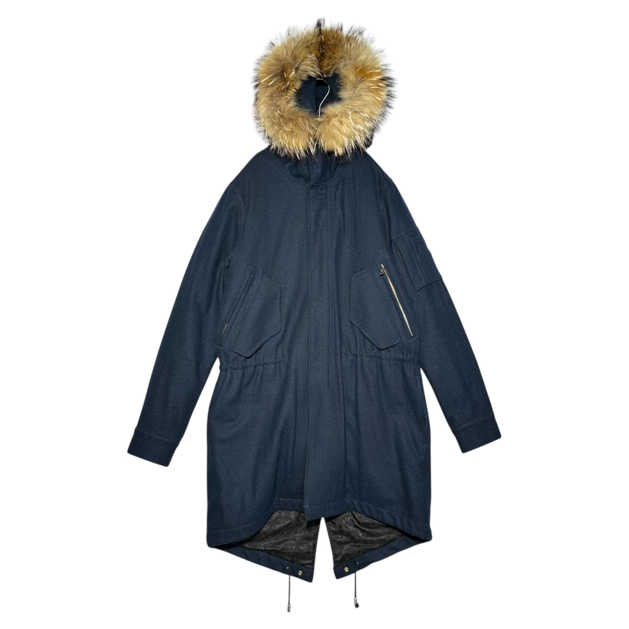 NO ID(ノーアイディー) 14AW Light Wool Melton type M-51 Half Coat 14AW ライト ウール メルトン type M-51 ハーフ コート Y2K 835003-712C 2(M) ネイビー×ベージュ 参考定価39,000円+税 チャイニーズラクーン使用