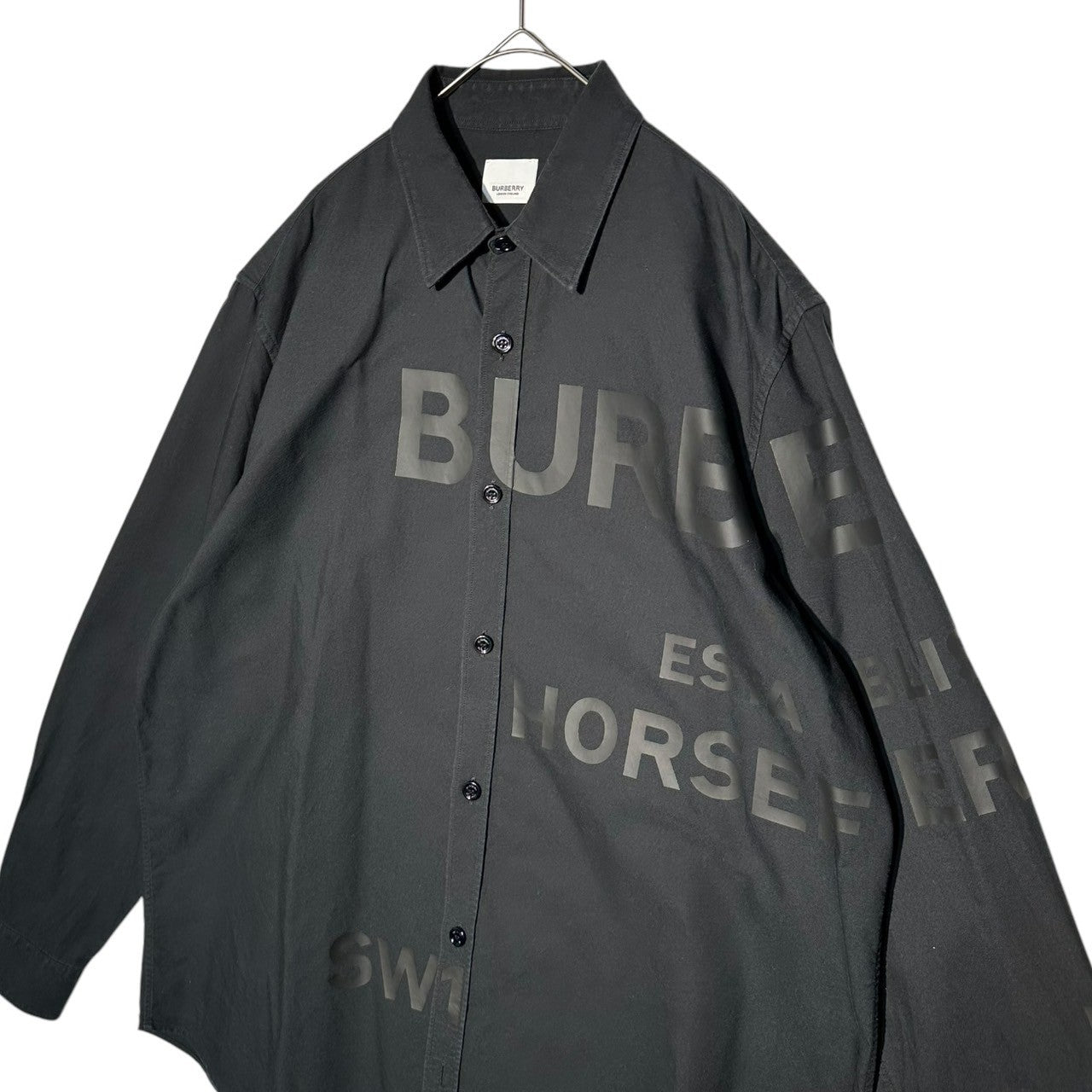 BURBERRY(バーバリー) 20SS Horse Ferry Print Logo Long Sleeve Shirt ホースフェリープリント ロゴ 長袖 シャツ 8029347 L ブラック