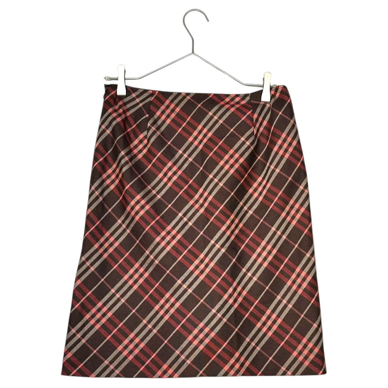 BURBERRY BLUE LABEL(バーバリーブルーレーベル) Burberry Check Zip Pockets Knee-Length Skirt バーバリー チェック ジップ ポケット ひざ丈 スカート FLF-582-38 38(M程度) ブラウン×ピンク 三陽商会