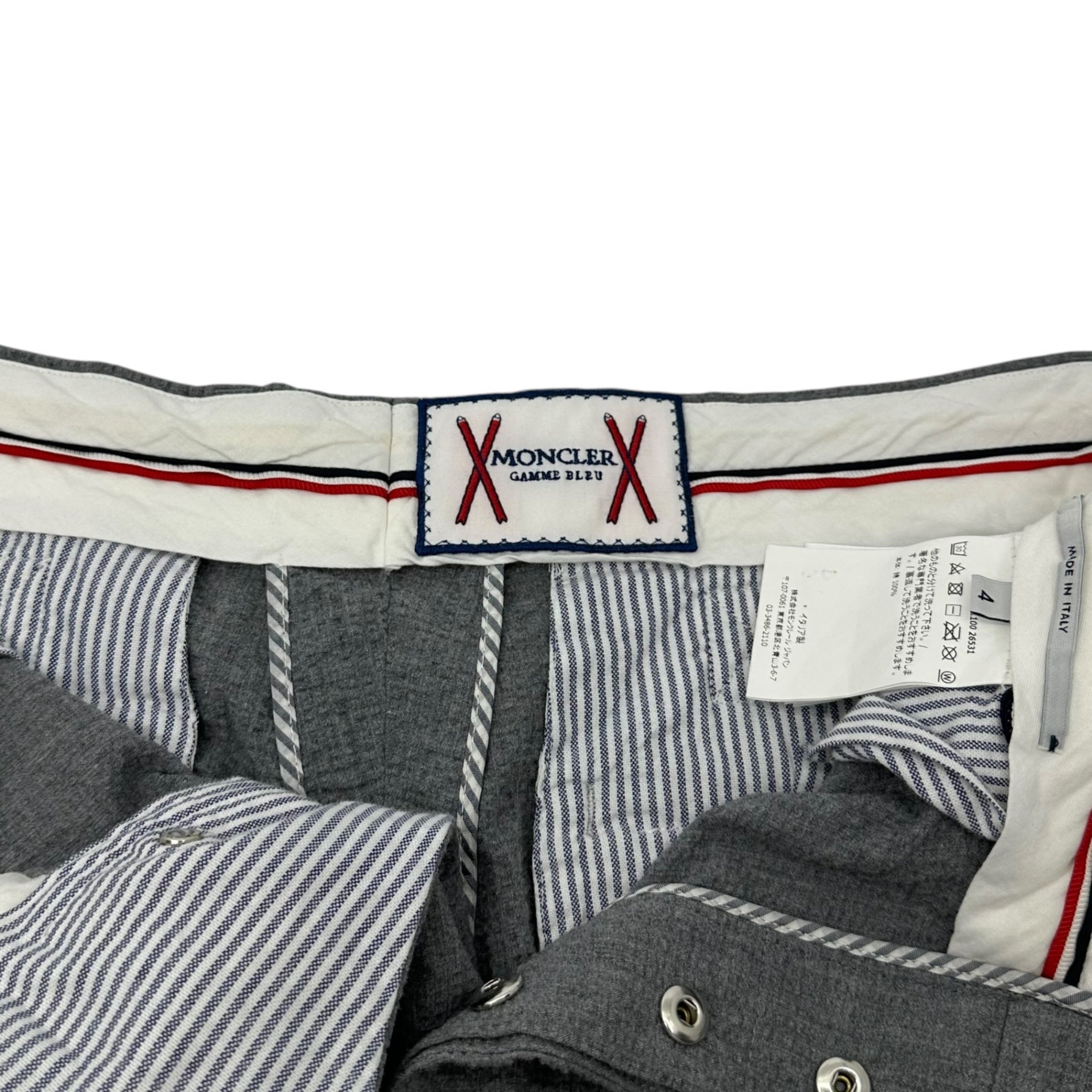 MONCLER GAMME BLEU(モンクレールガムブルー) Seersucker Side Button Shorts シアサッカー サイドボタン ショーツ D13911301100 4 グレー ハーフ ショート パンツ コットン