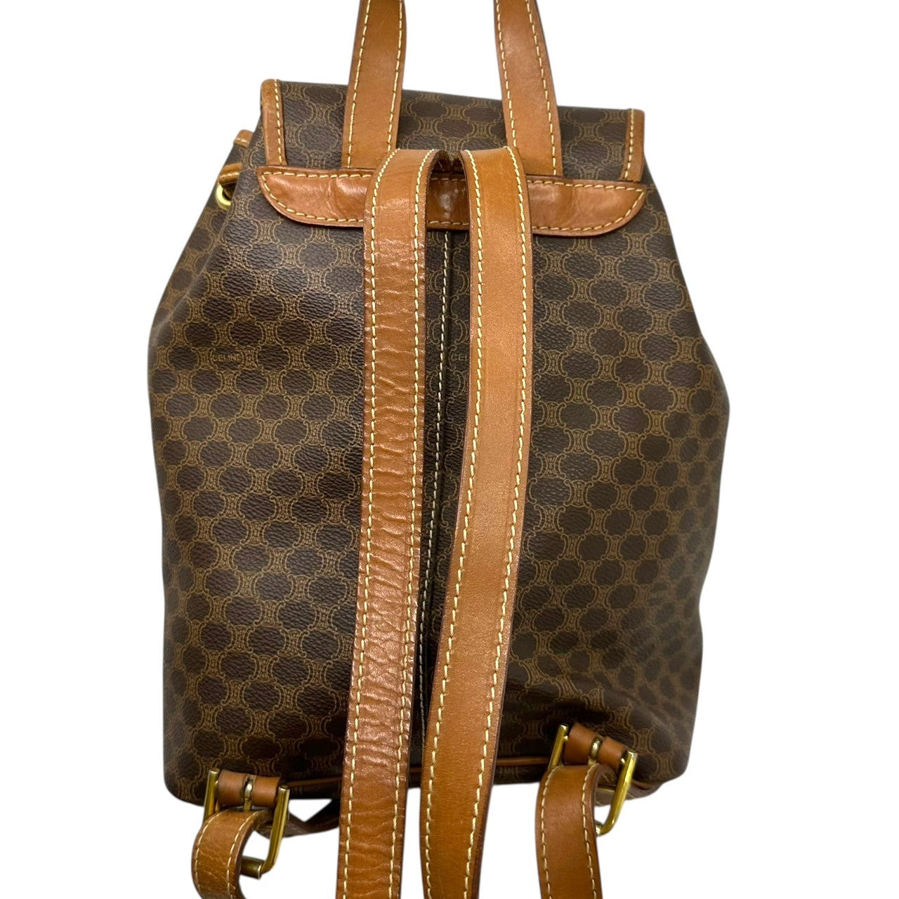 CELINE(セリーヌ) Macadam Pattern Mini Backpack マカダム柄 ミニ リュック CE06-1 ブラウン×ゴールド レザー PVC