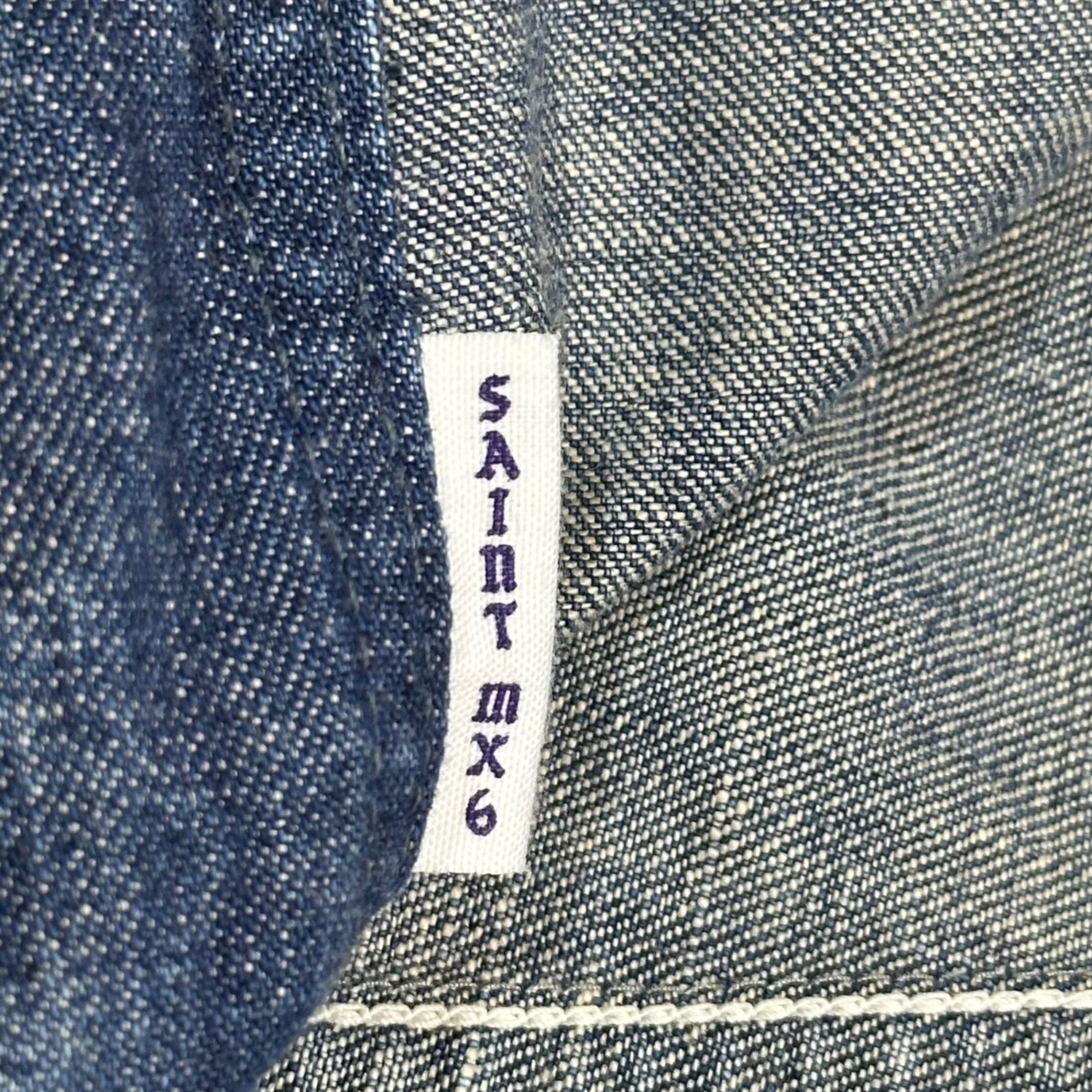 SAINT MICHAEL(セントマイケル) 24SS SAINT DENIM PANTS BLUE ダメージ 加工 ペインター デニム パンツ ジーンズ SM-YS8-0000-051 XL ライトインディゴ