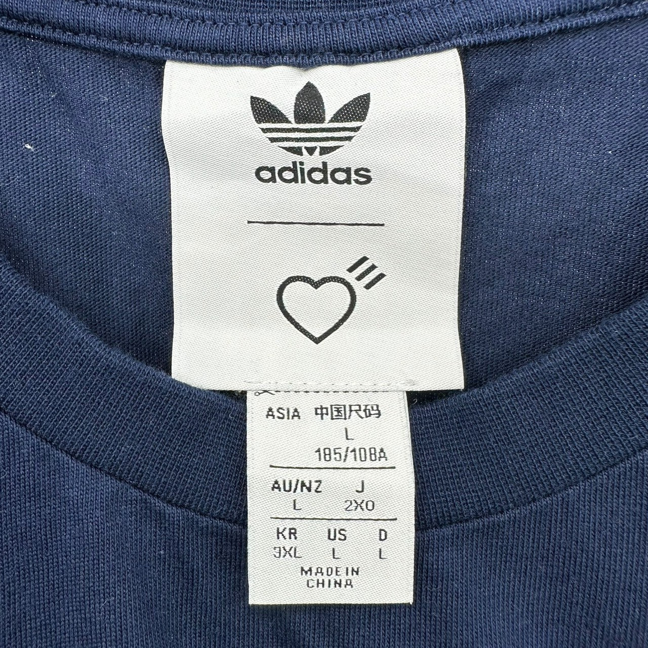 adidas×HUMAN MADE(アディダス×ヒューマンメイド) HM GRAPHIC TEE グラフィック Tシャツ GV4340 L ネイビー コラボ 半袖