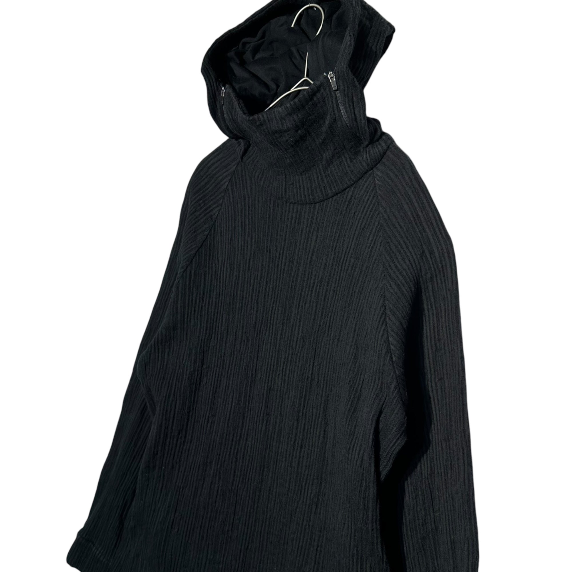 pet-tree-kor(ペットツリーコア) 22AW Drawcord Random Rib Hoodie ドローコード ランダムリブ プルオーバー パーカー PTK22AWH01A 44 ブラック