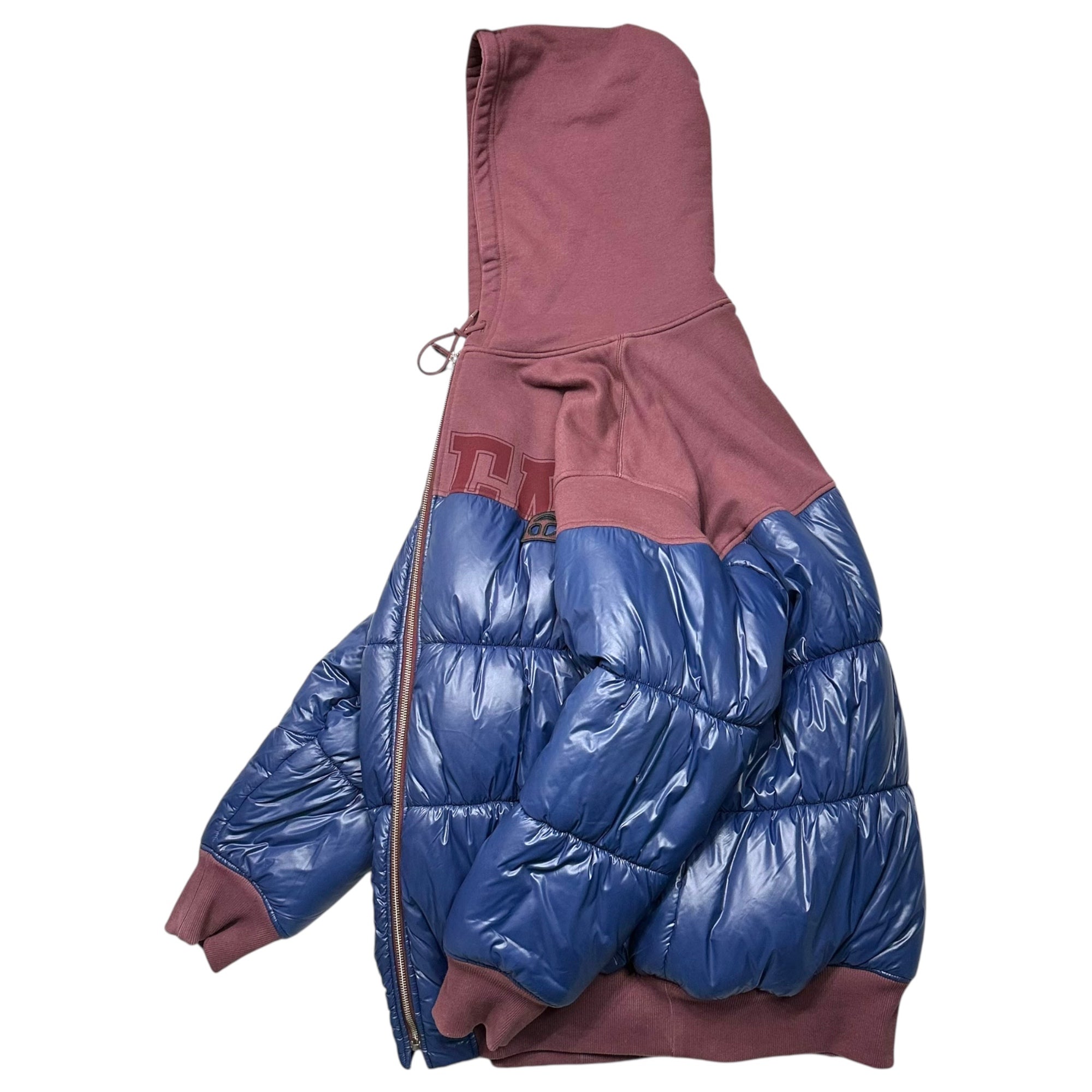 TELFAR(テルファー) Insulated Docking Zip-Up Hoodie 中綿 ドッキング ジップアップ パーカー フーディ fw20-pf-03-0xbl FREE バーガンディ×ブルー