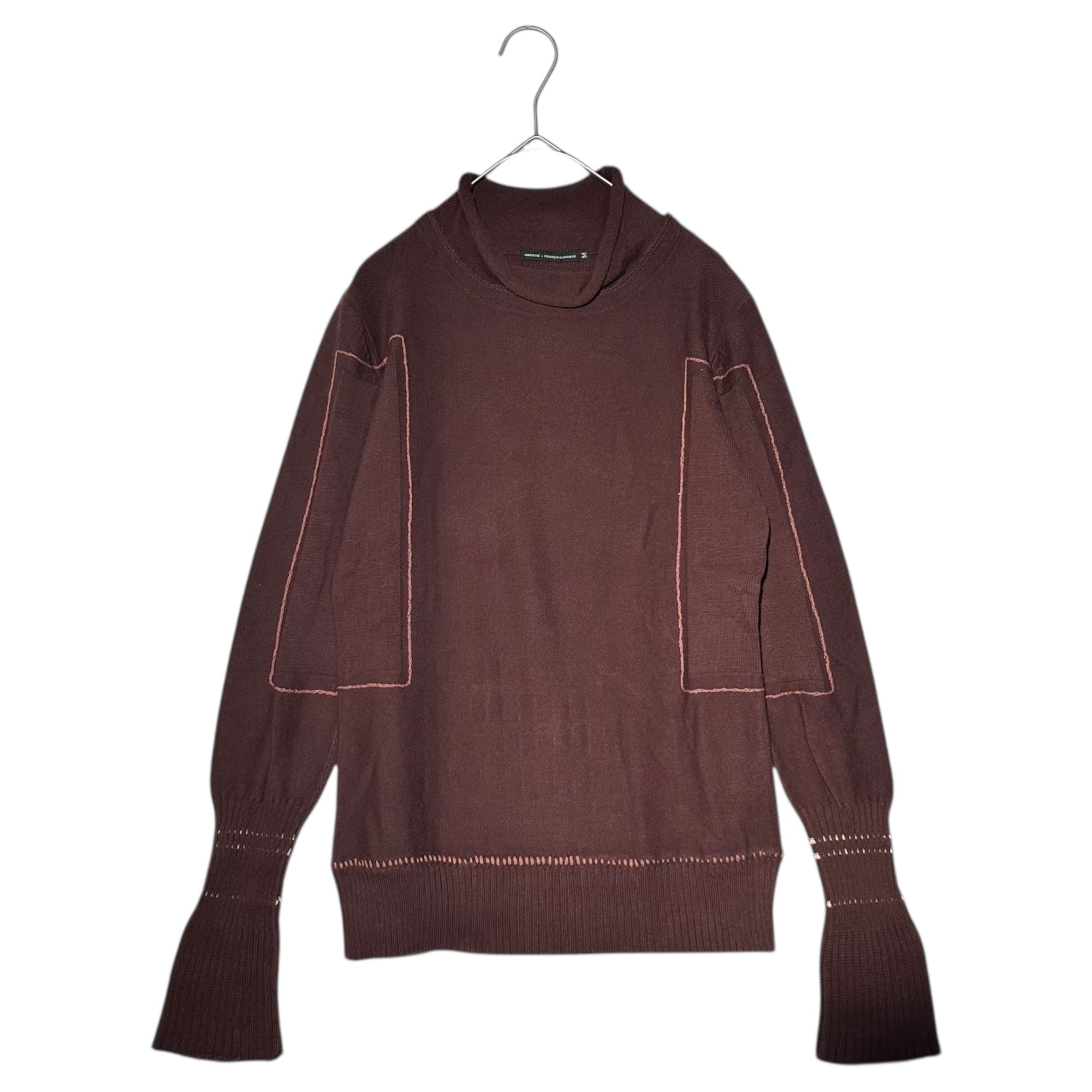 MARITHE FRANCOIS GIRBAUD(マリテフランソワジルボー) 00's Wild Stitch Bell Sleeve Cotton Knit ワイルド ステッチ ベルスリーブ コットン ニット F7-8810 M ブラウン Y2K