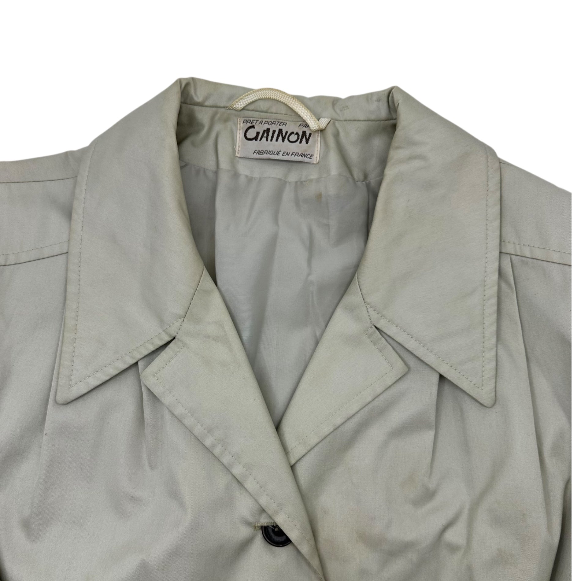 Euro vintage(ヨーロッパヴィンテージ) 70's~ trench over coat トレンチオーバーコート 42(L~XL程度) ペールグリーン / 色褪せ・小シミ有