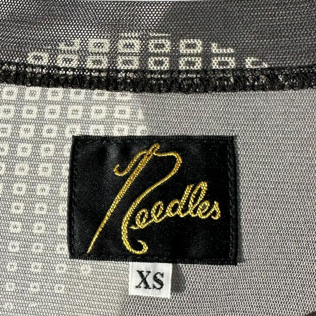NEEDLES(ニードルズ) L/S U NECK TEE-Poly Mesh 長袖 Uネック Tシャツ メッシュ LQ259 S ブラック シアー シースルー