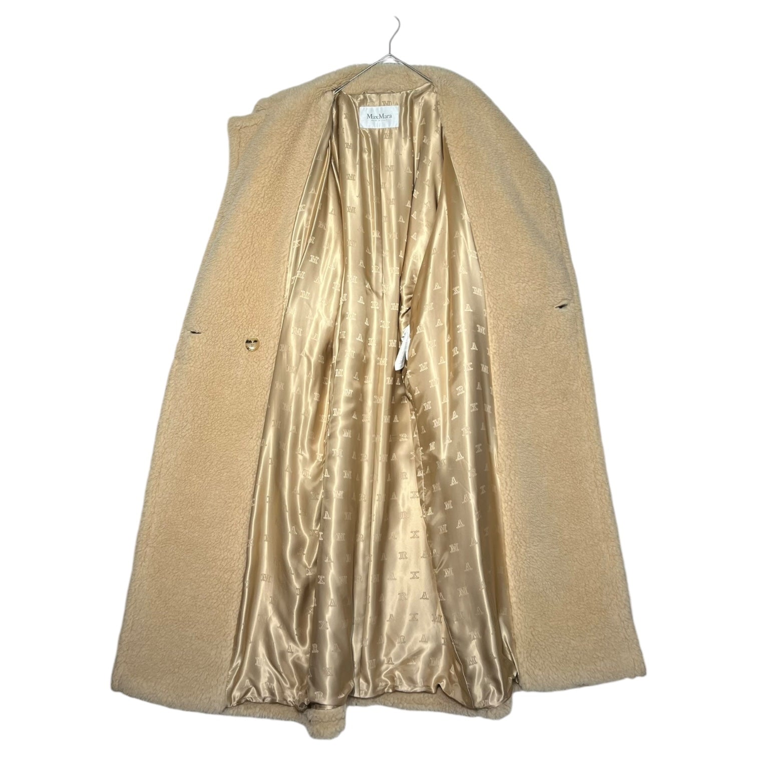 MAX MARA(マックスマーラ) キャメルxウールxシルク テディベア コート PRIMO 23101104316 42(L程度) ベージュ ロング コート ボア チェスター