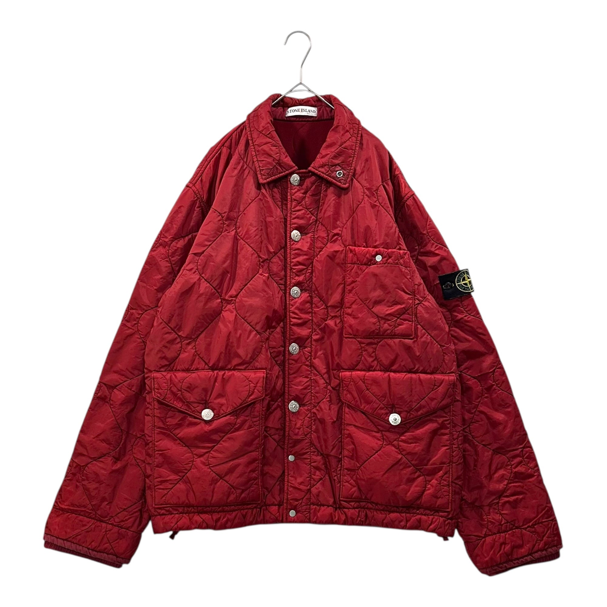 STONE ISLAND(ストーンアイランド) 01AW Garment dye Quilted Nylon Padded Jacket ガーメントダイ キルティング 中綿 ジャケット 3515M218 L レッド アーカイブ 00's カバーオール