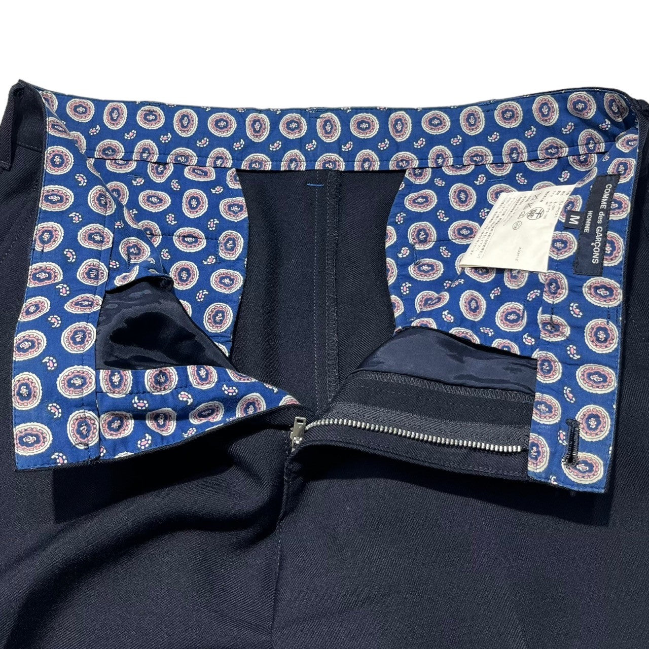 COMME des GARCONS HOMME(コムデギャルソンオム) 12AW cropped wool slacks クロップド ウール スラックス HJ-P031 M ネイビー AD2012 パンツ 裏地 ストレート
