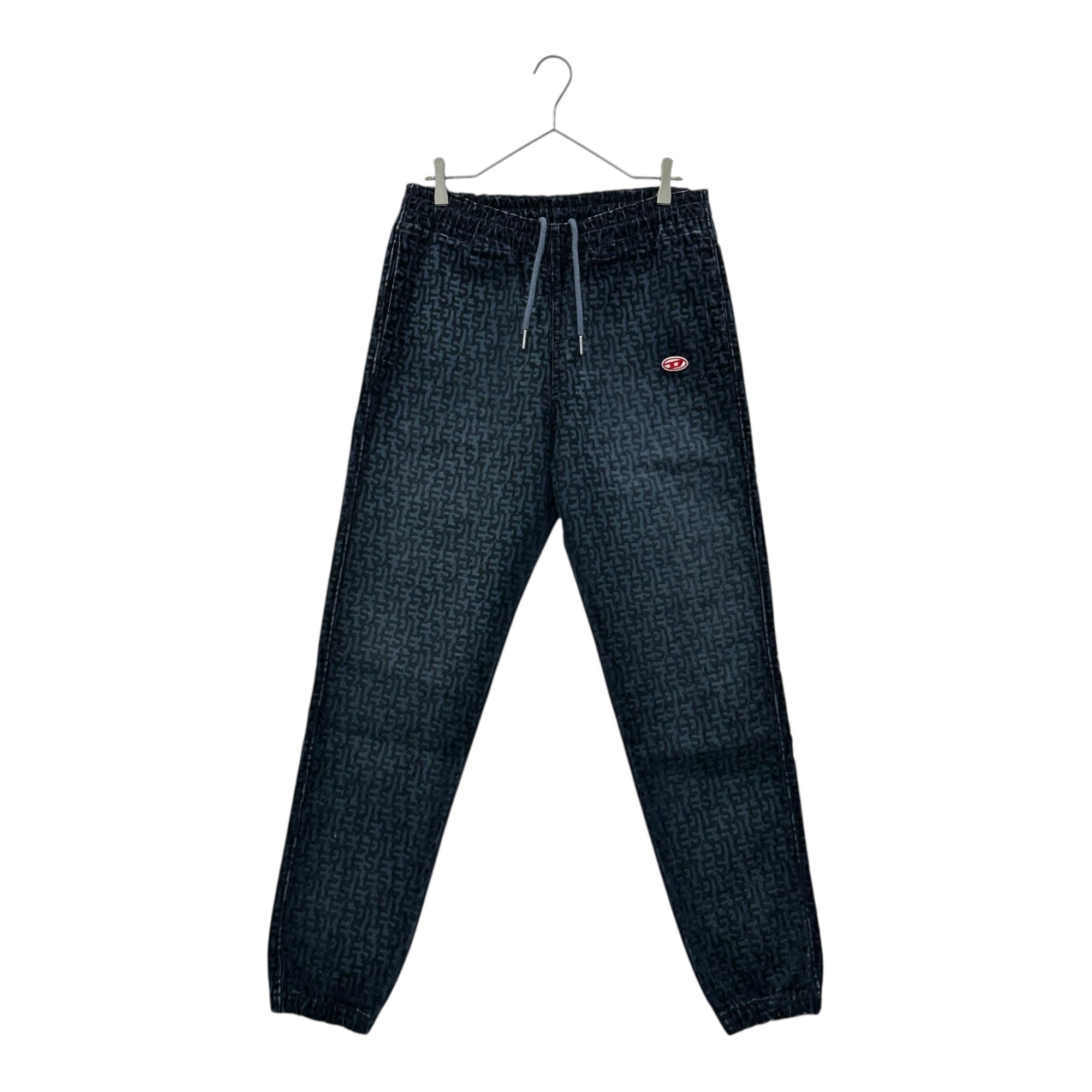 DIESEL(ディーゼル) 23SS D-LAB-NE JOGG JEANS フロッキー ロゴ 総柄 プリント デニム ジョグ パンツ A03932 038BY M ネイビー ジョガー