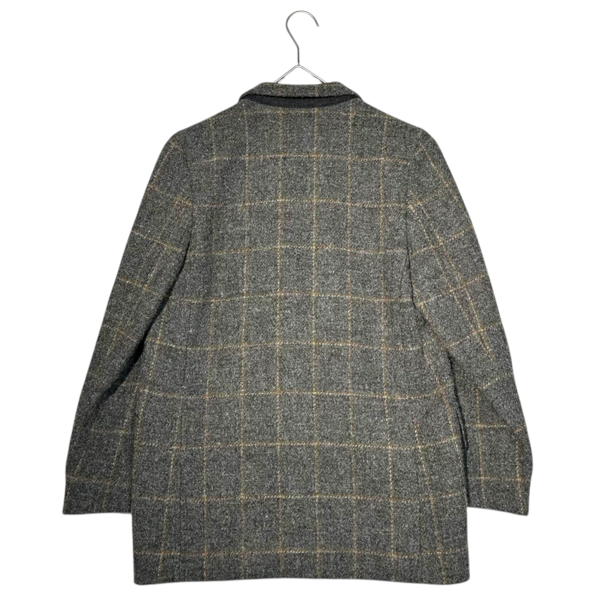 MARGARET HOWELL × Harris Tweed(マーガレットハウエル × ハリスツイード) Grey Base Windowpane Check Wool 2B Jacket グレーベース ウィンドウペン チェック ウール 2B ジャケット 578-9220003 1(S程度) グレー×ブラウン ハリスツイード コラボ モデル 参考定価75,000円+税